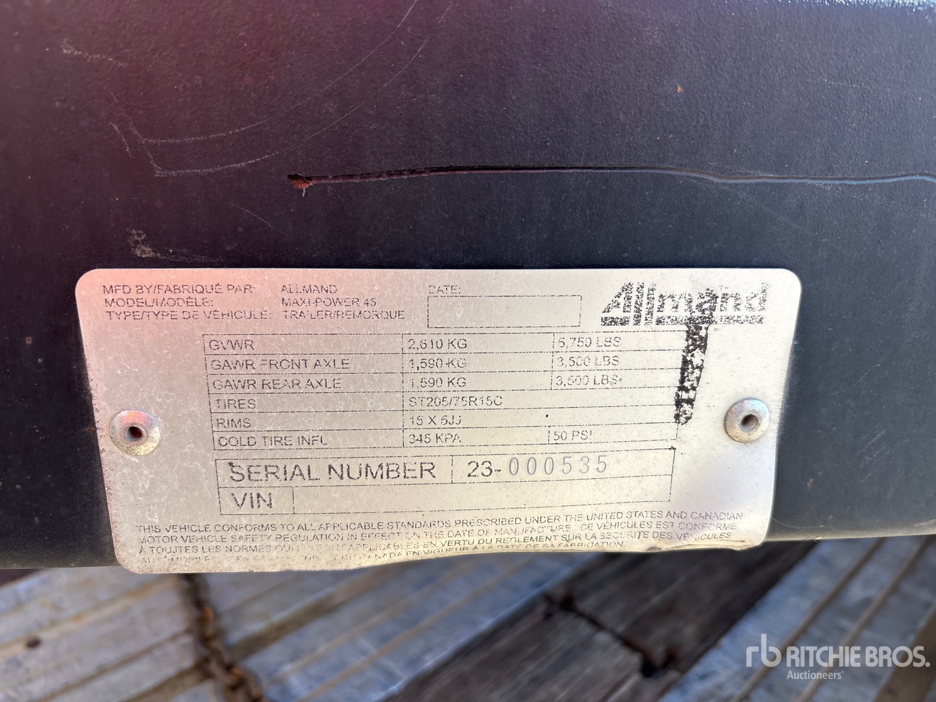 General Appearance with Serial Number / VIN