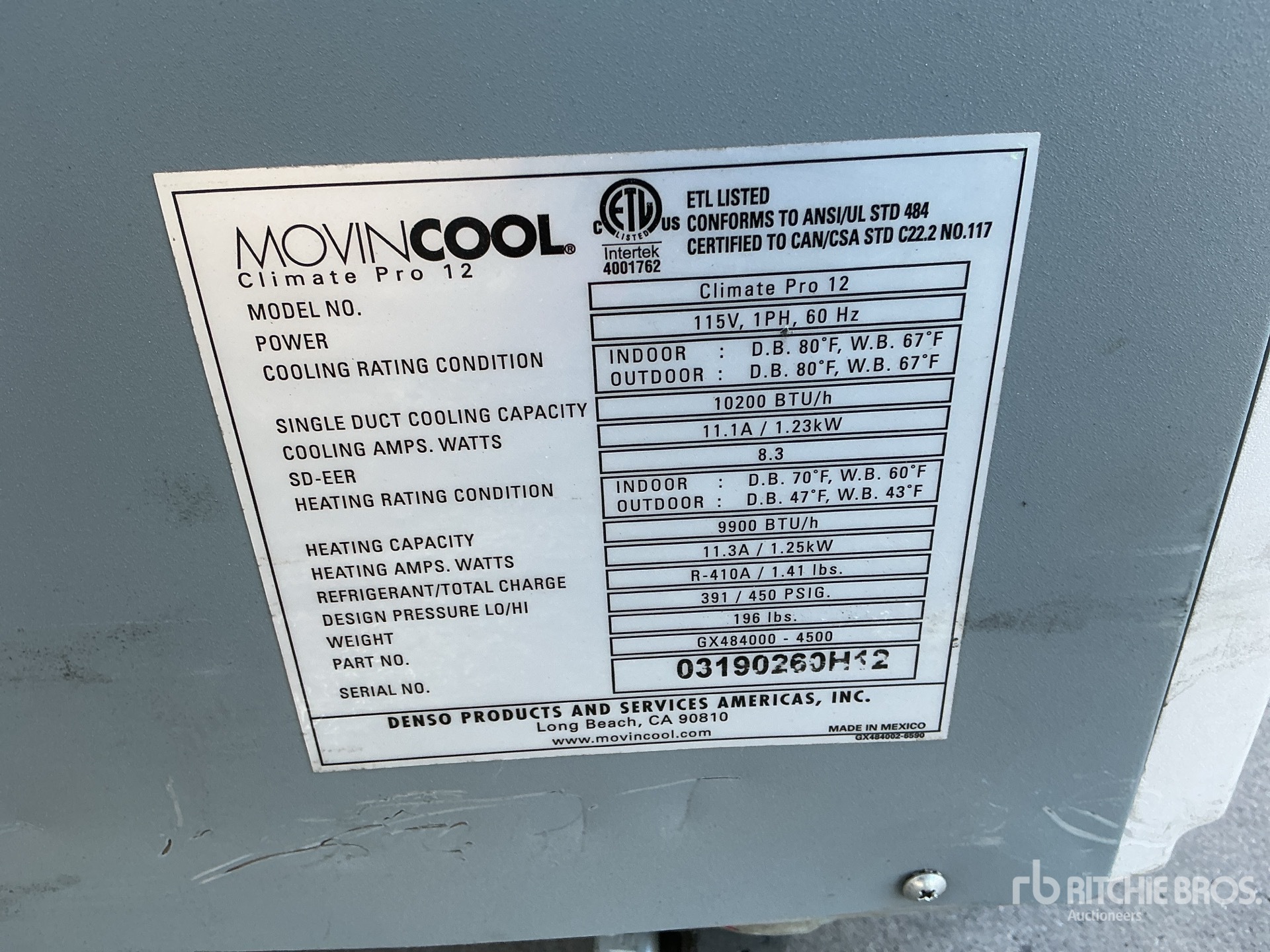 General Appearance with Serial Number / VIN