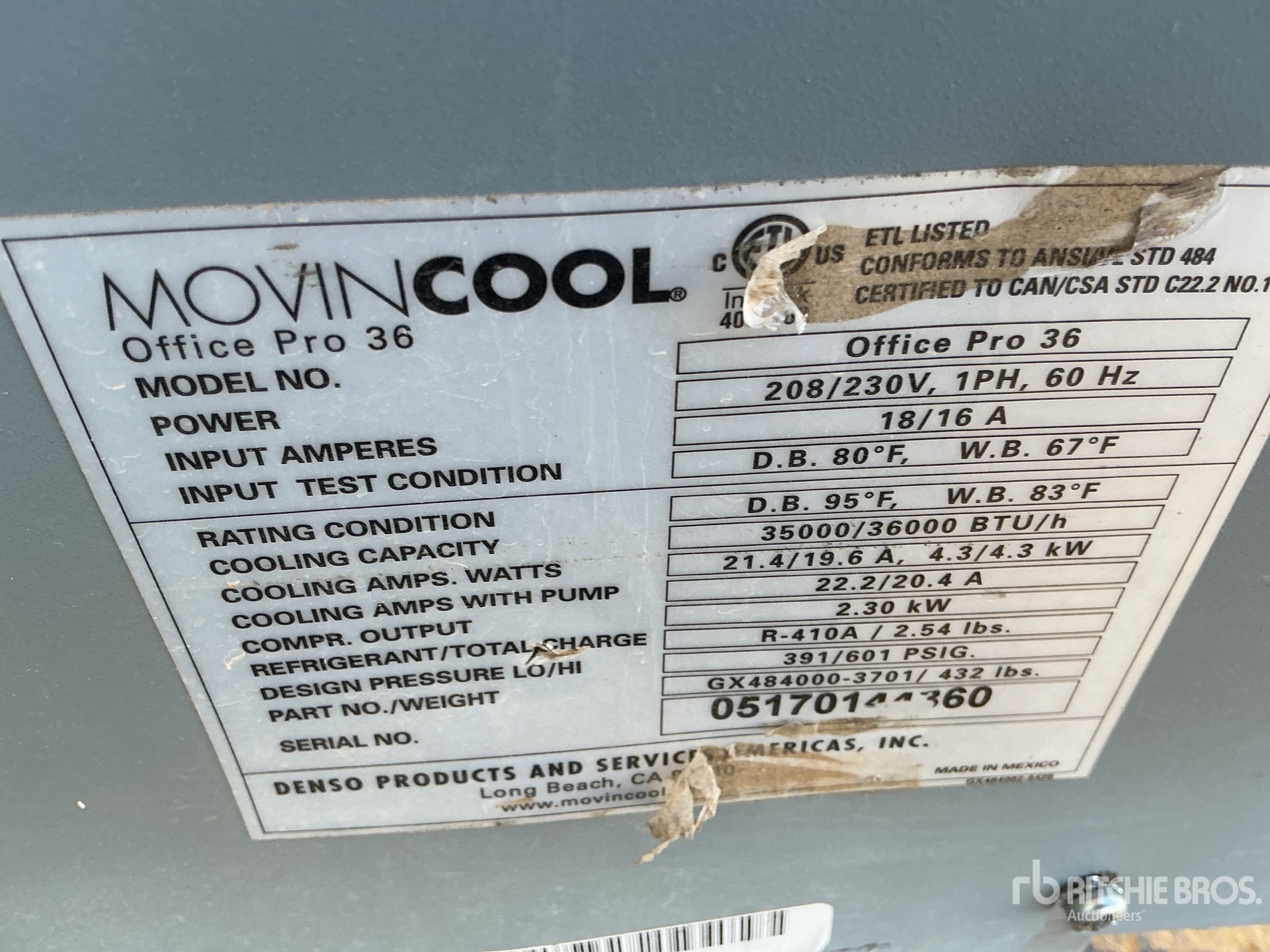 General Appearance with Serial Number / VIN