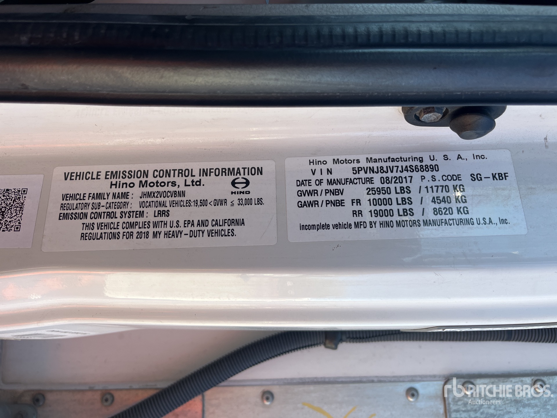 General Appearance with Serial Number / VIN