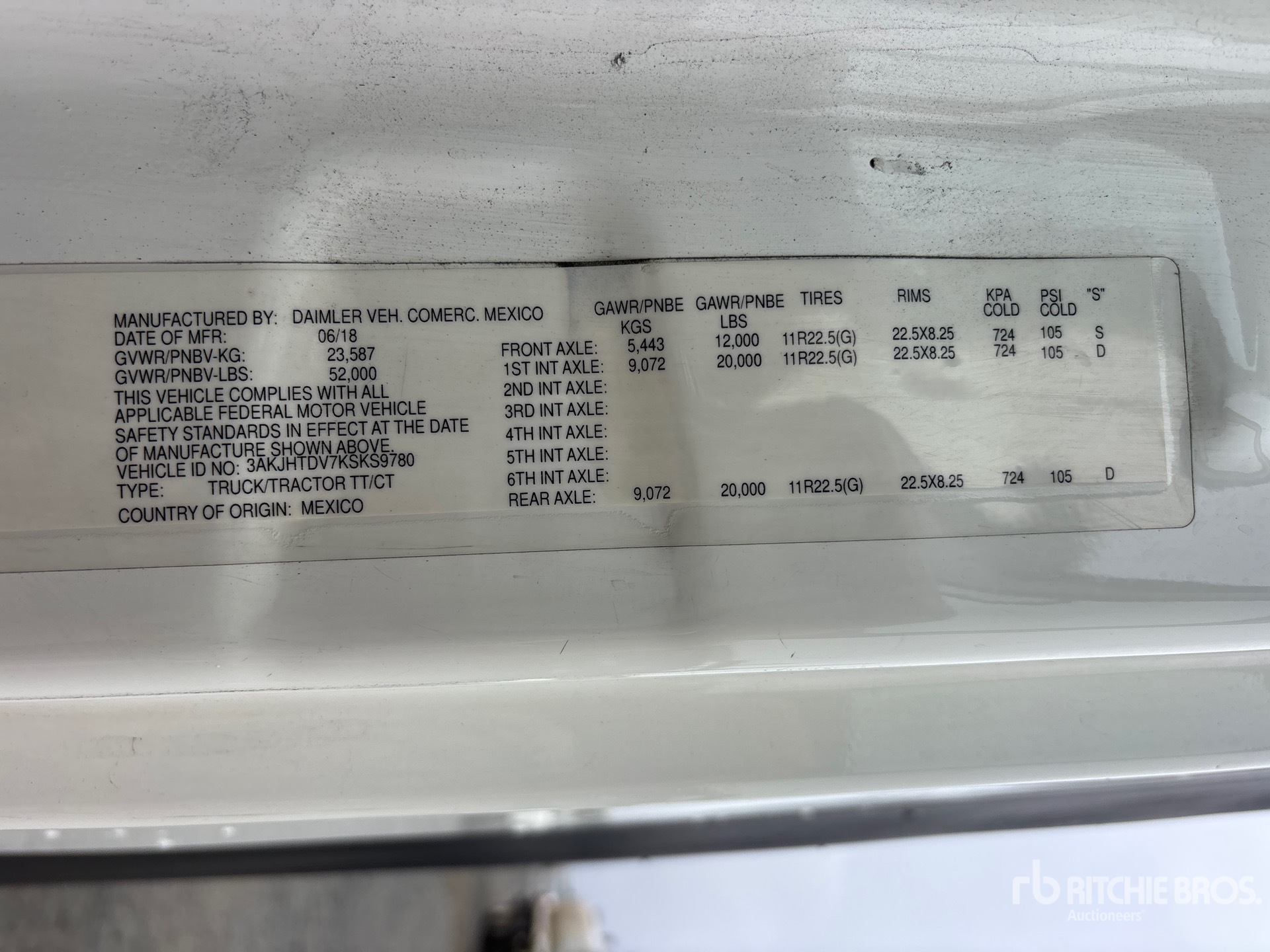 General Appearance with Serial Number / VIN