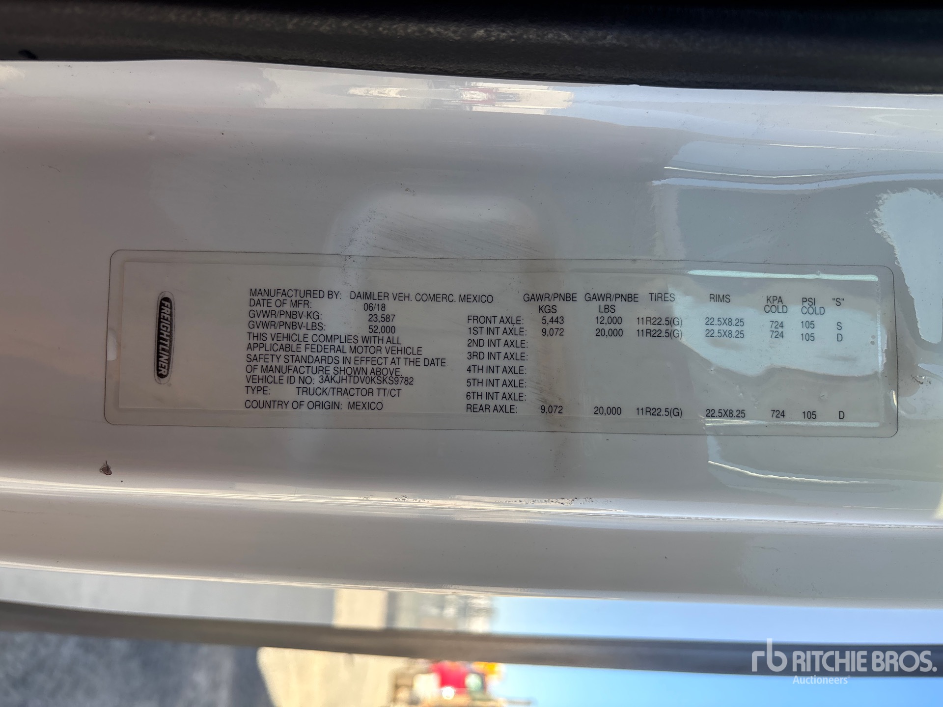 General Appearance with N.º de serie/VIN