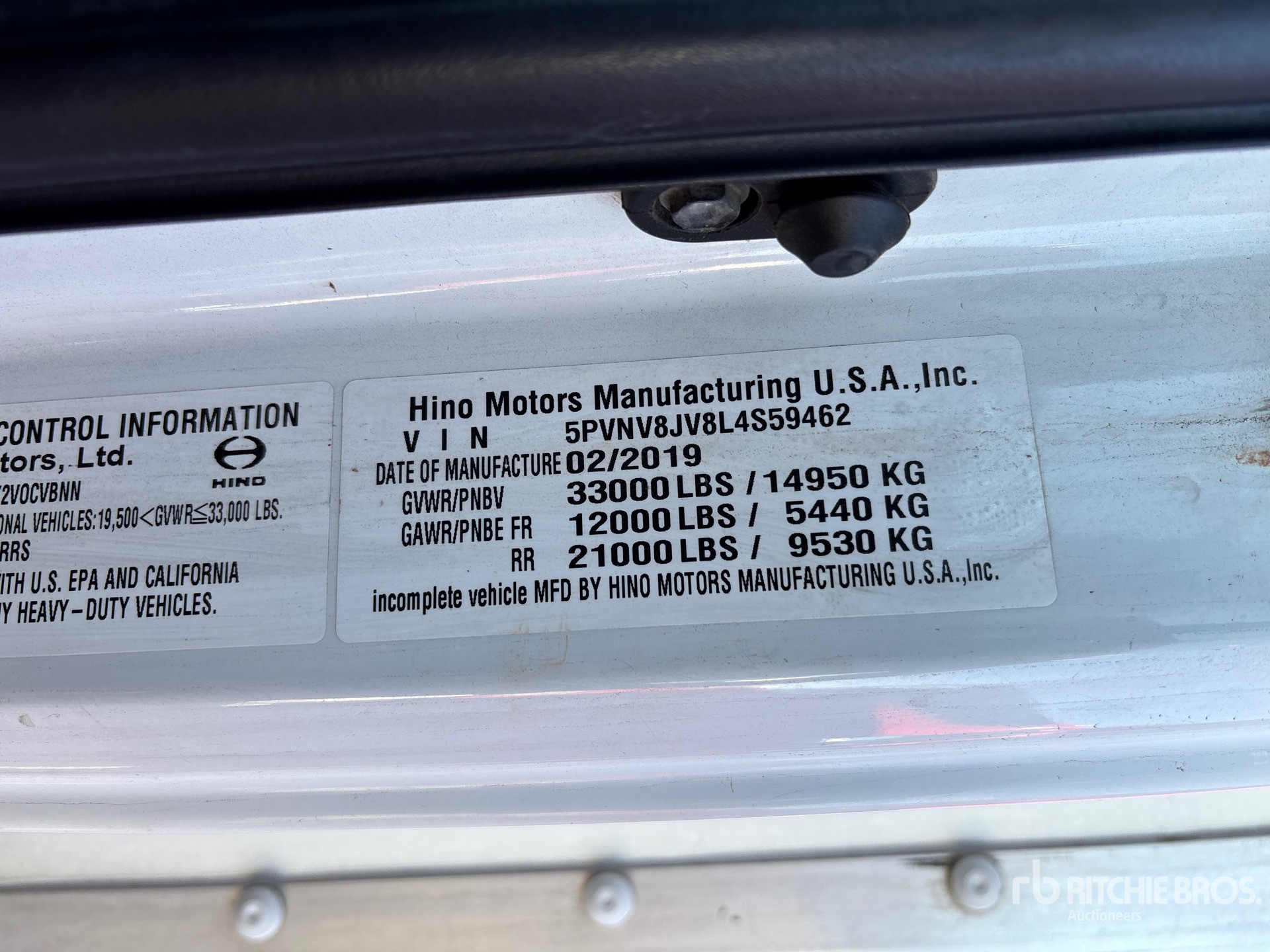 General Appearance with Serial Number / VIN