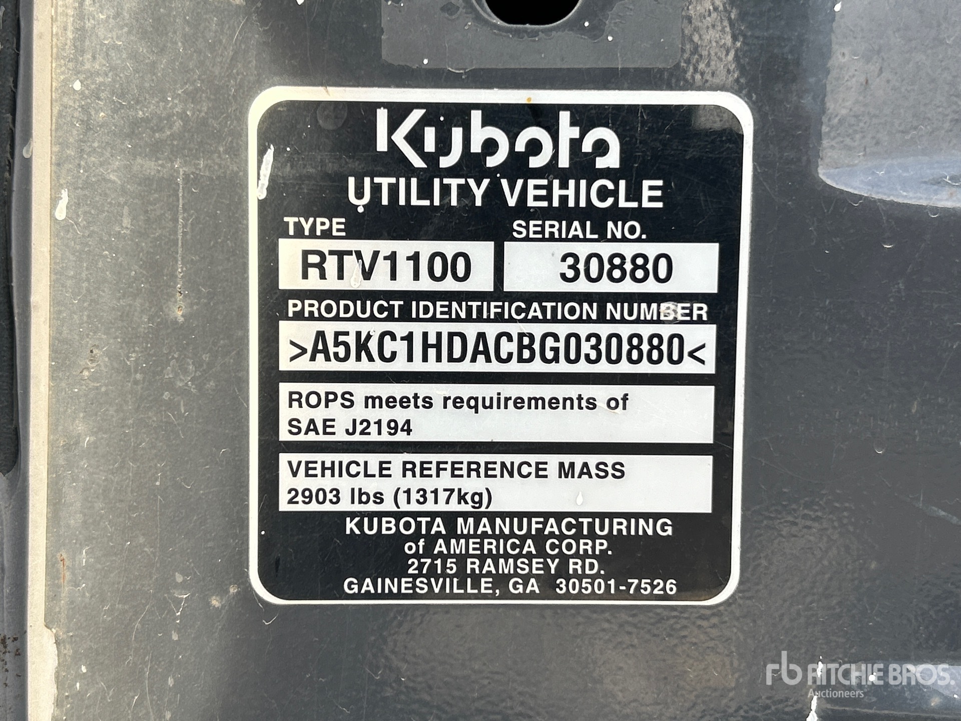 General Appearance with Serial Number / VIN