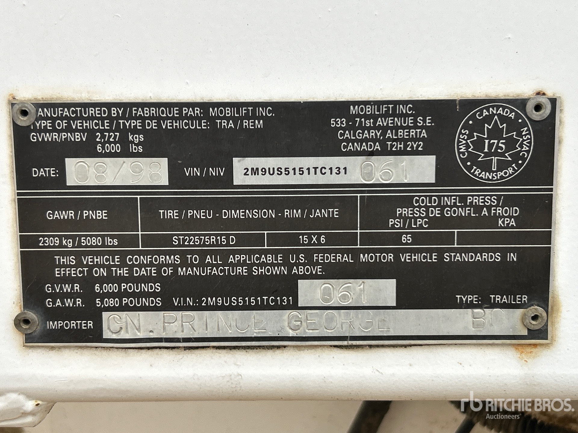 General Appearance with Serial Number / VIN