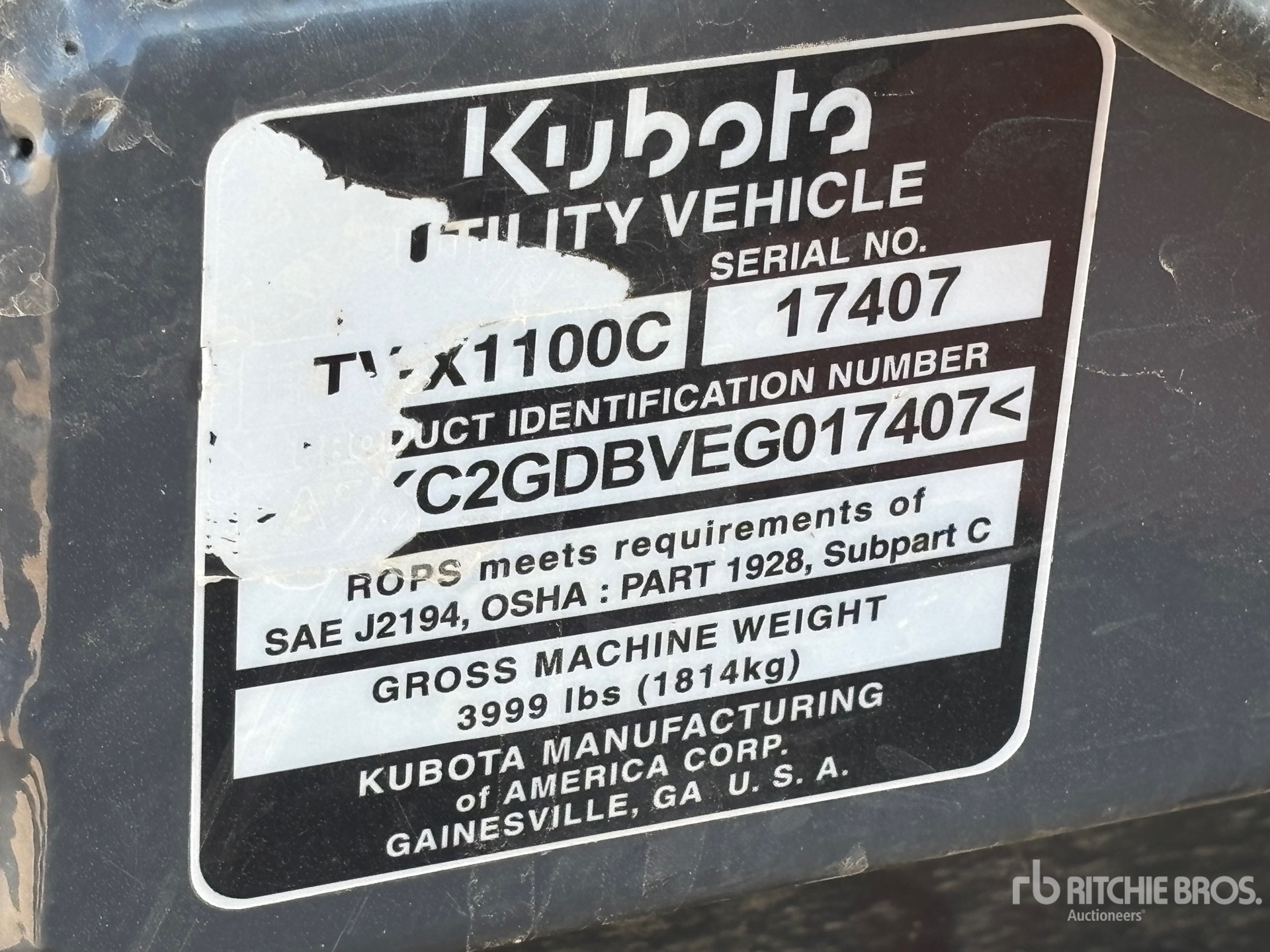General Appearance with Serial Number / VIN