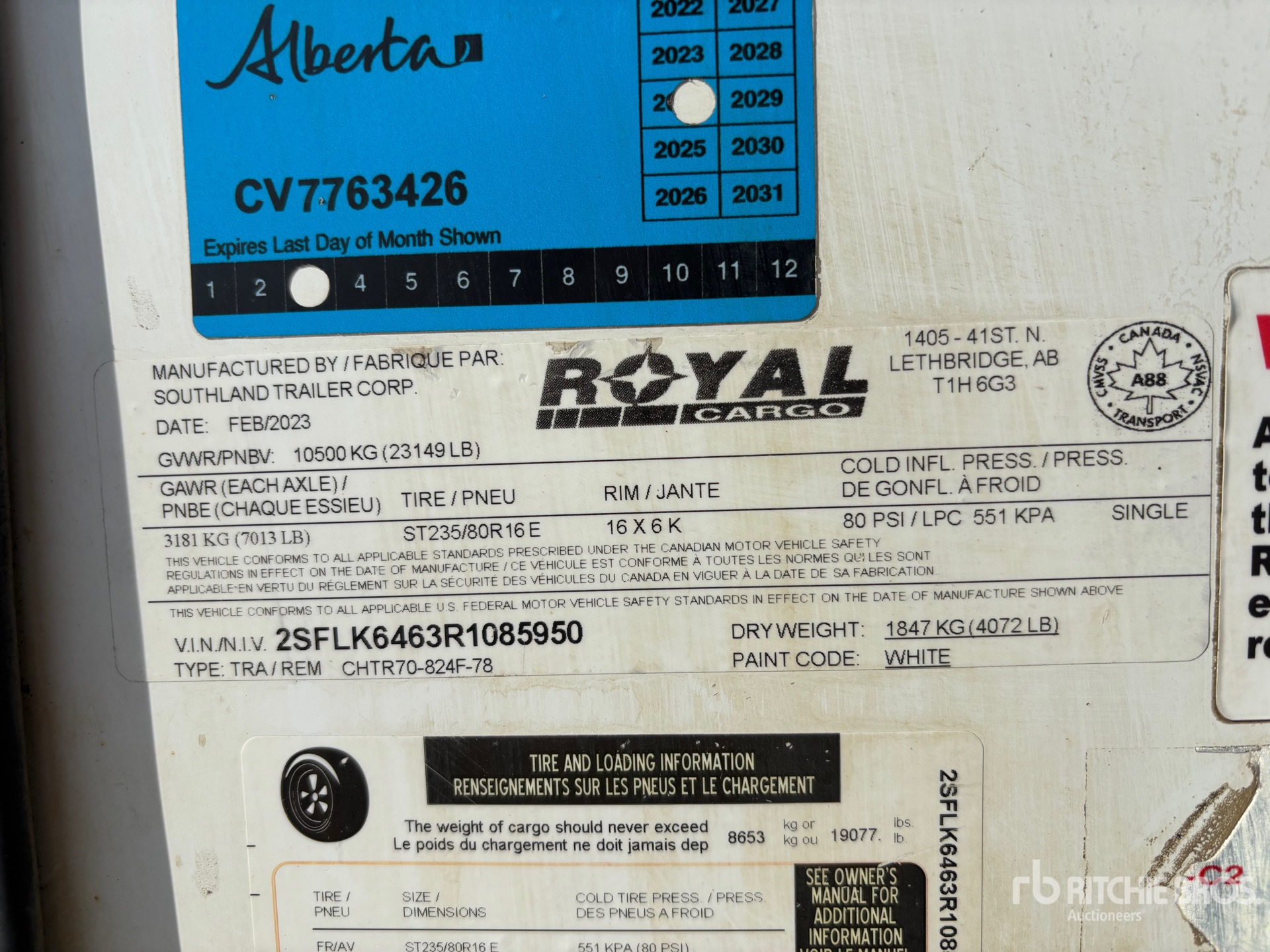 General Appearance with Serial Number / VIN