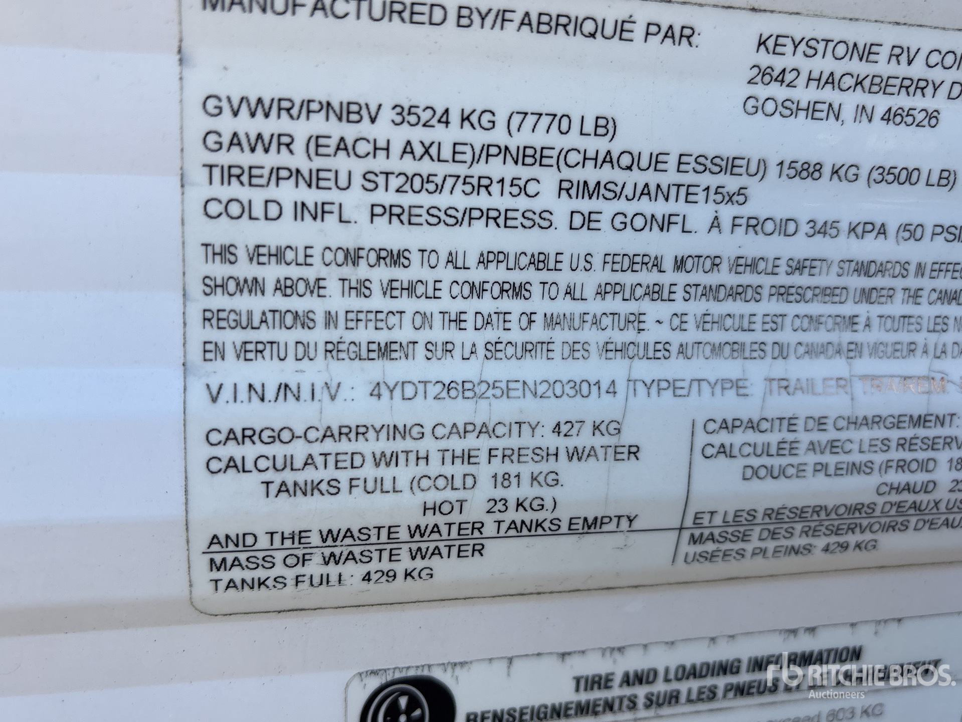 General Appearance with Serial Number / VIN