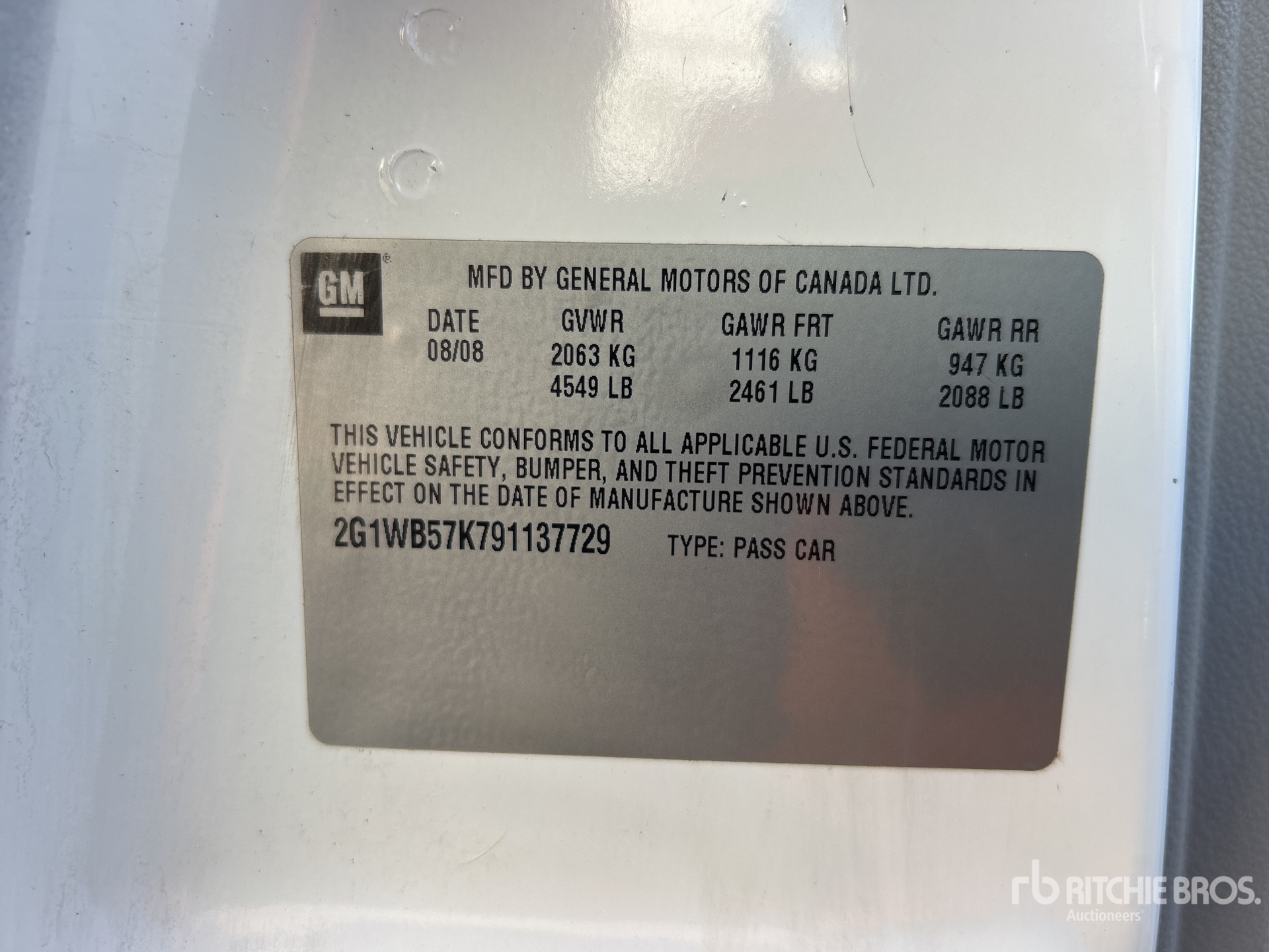 General Appearance with Serial Number / VIN