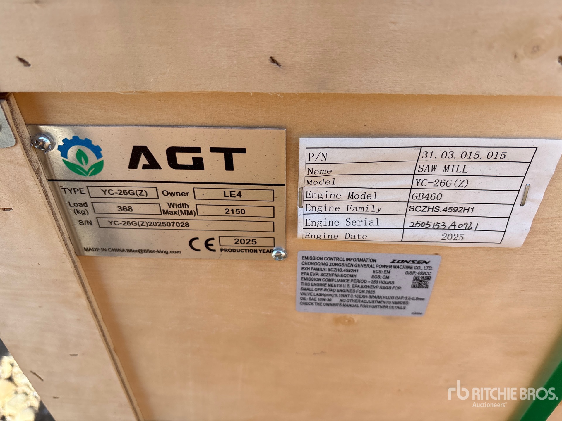 General Appearance with Serial Number / VIN