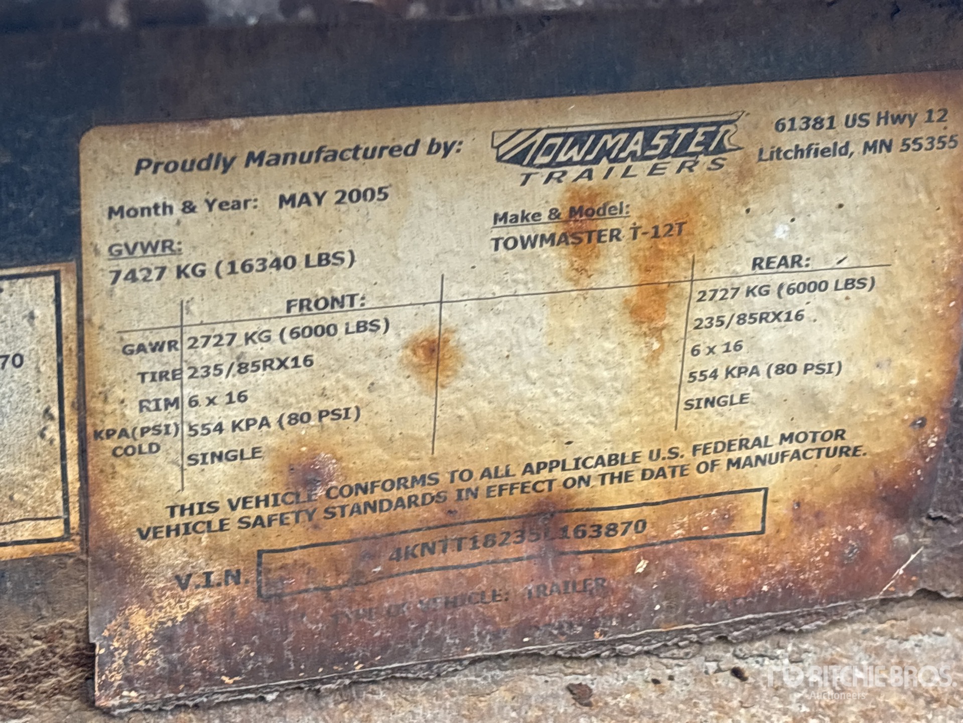 General Appearance with Serial Number / VIN