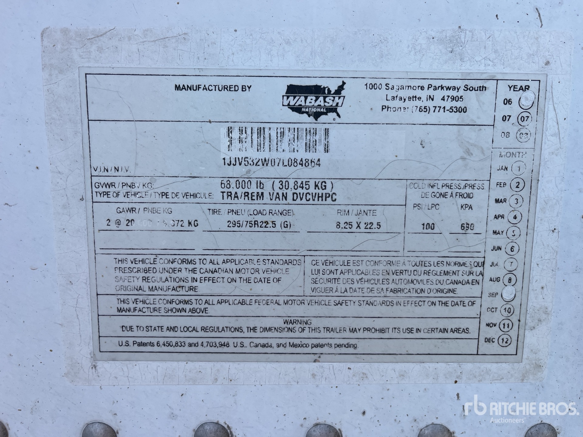 General Appearance with Serial Number / VIN