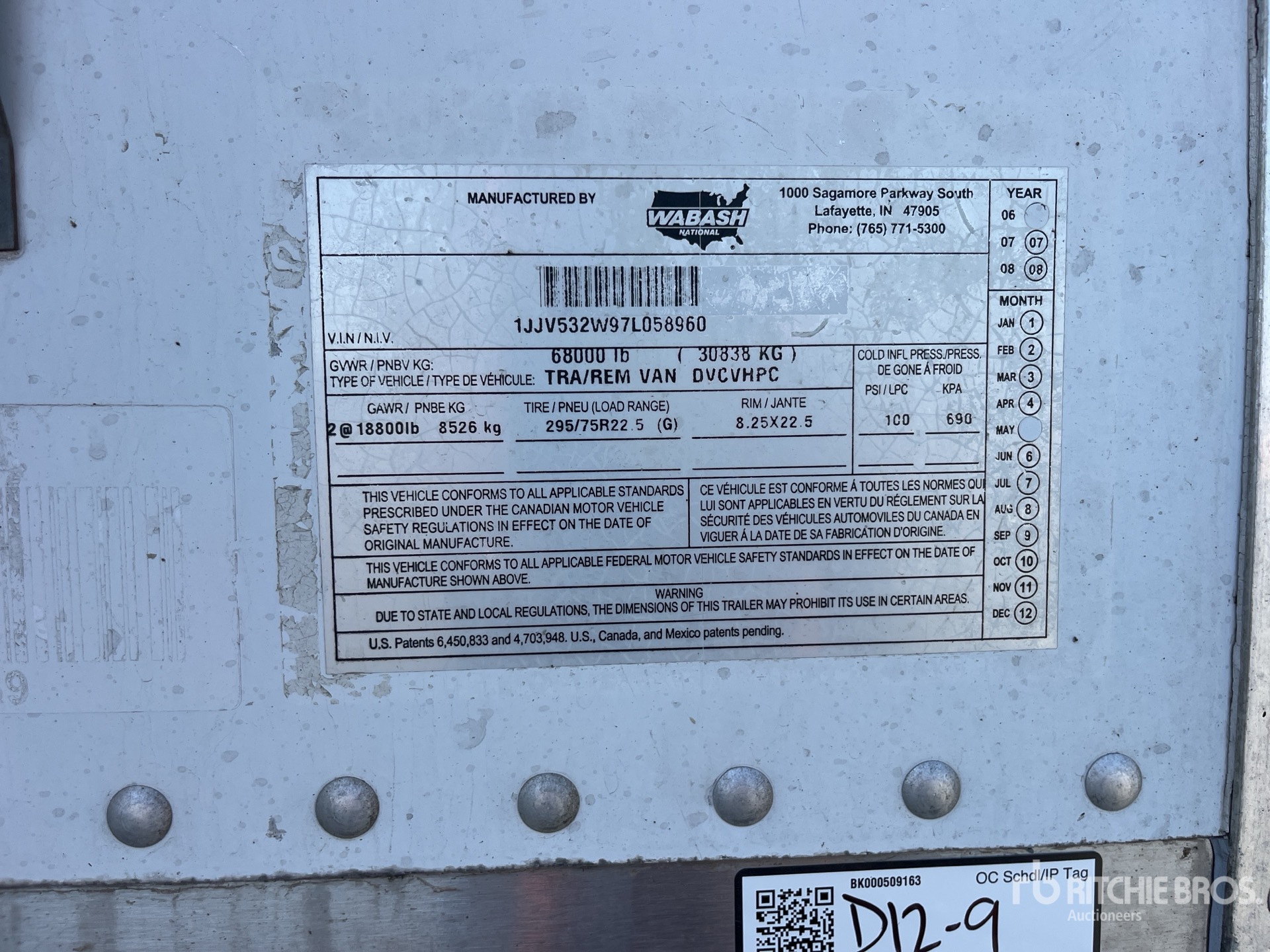 General Appearance with Serial Number / VIN