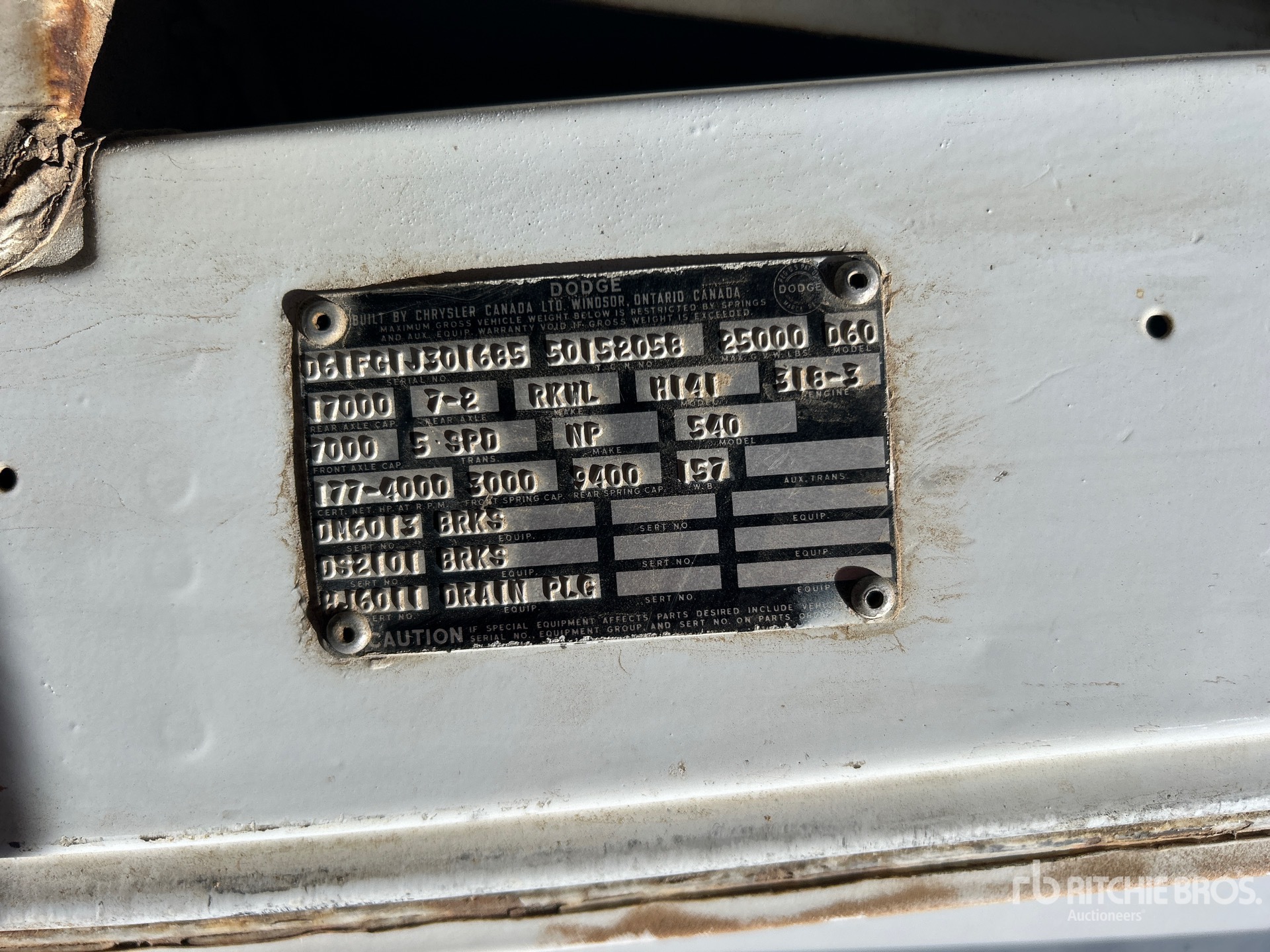 General Appearance with Serial Number / VIN
