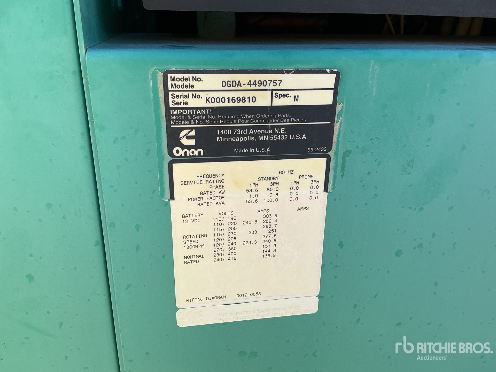 General Appearance with Serial Number / VIN