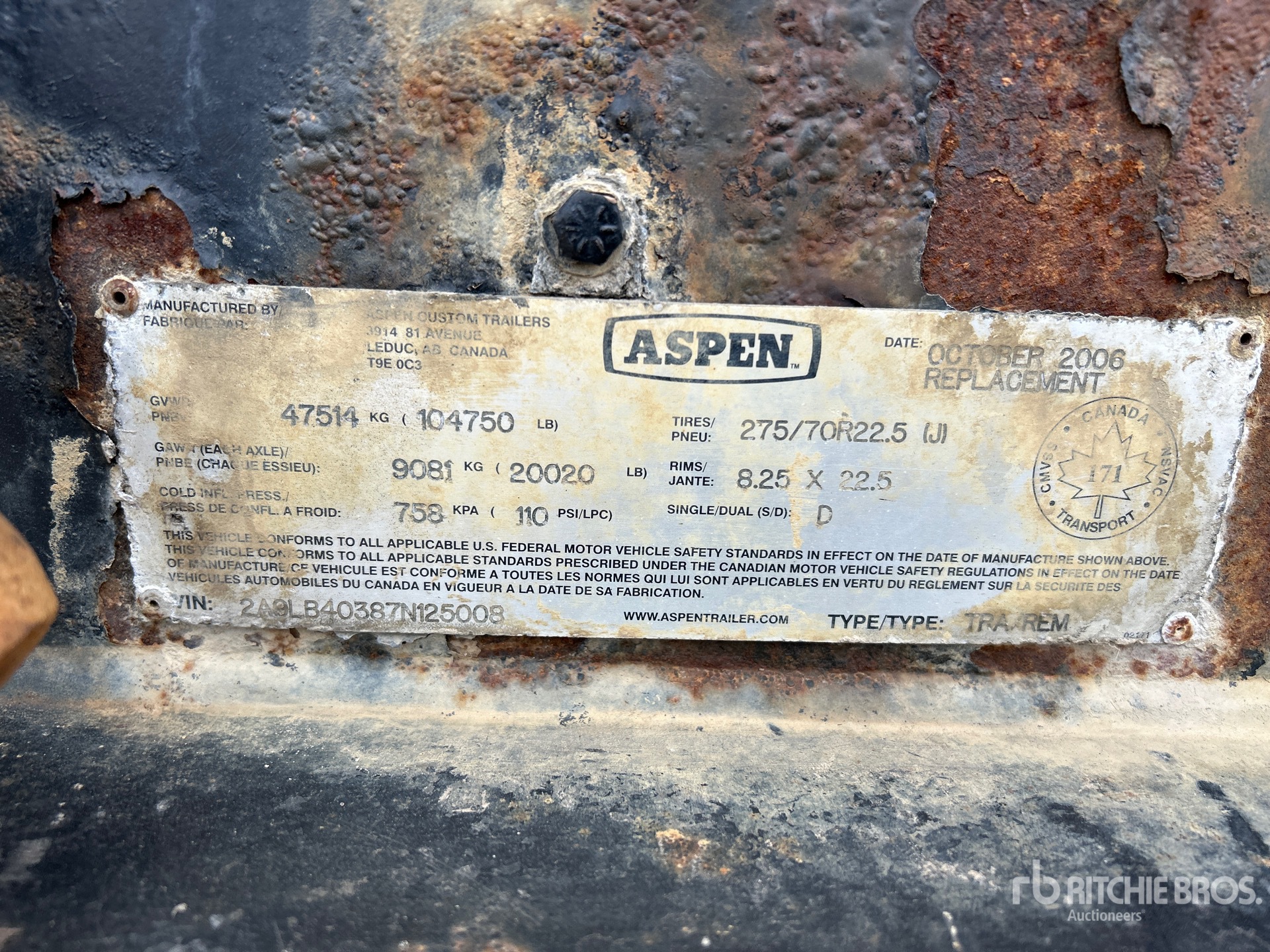 General Appearance with Serial Number / VIN