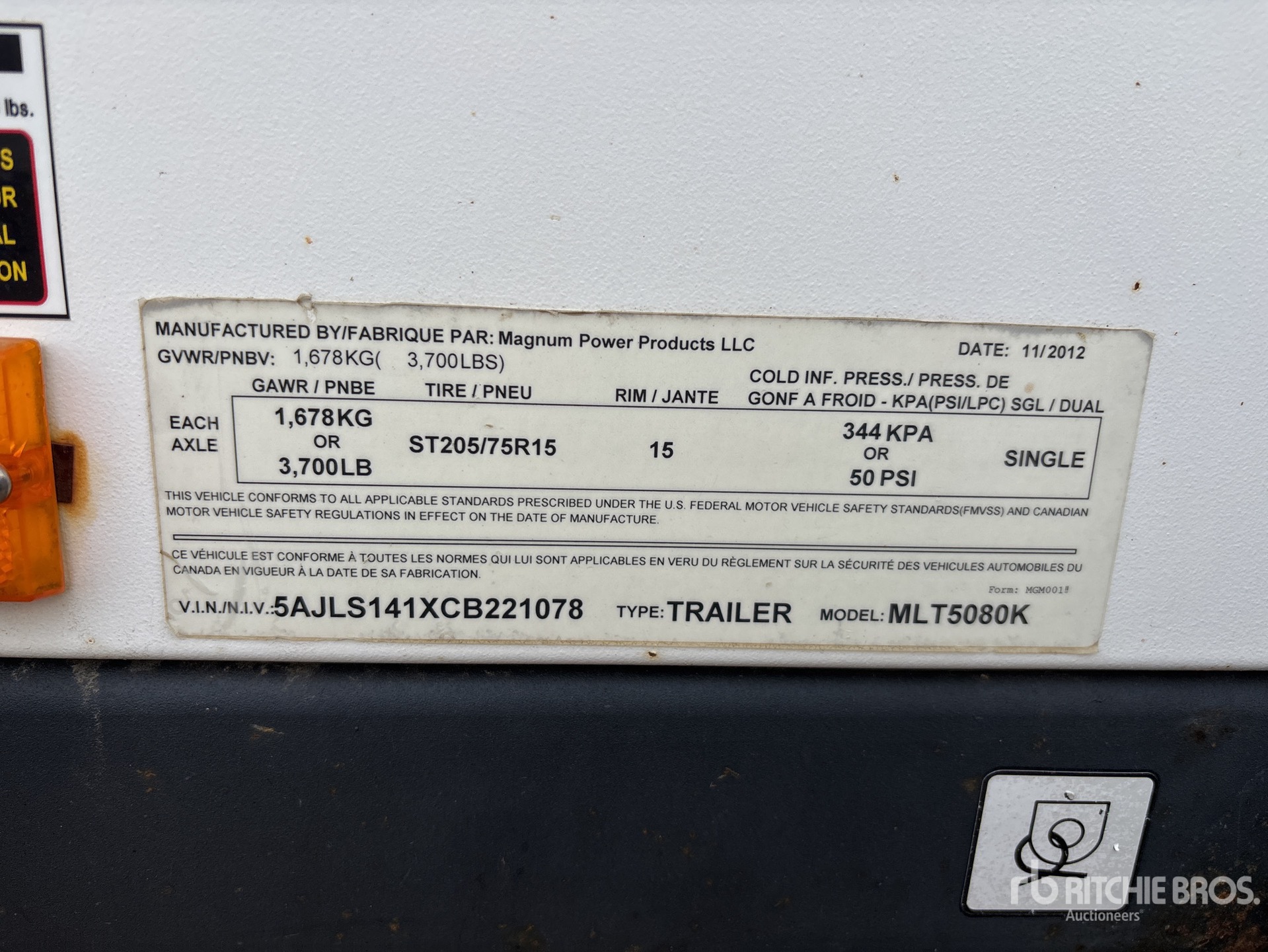General Appearance with Serial Number / VIN