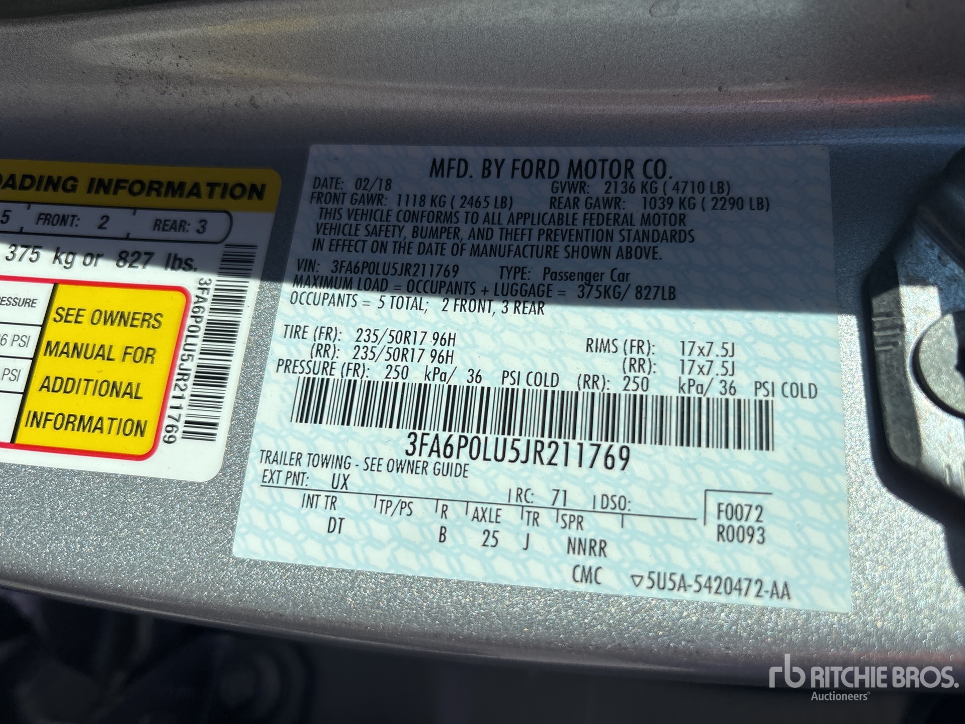 General Appearance with Serial Number / VIN