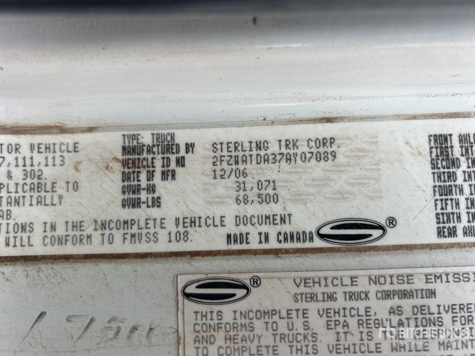 General Appearance with Serial Number / VIN