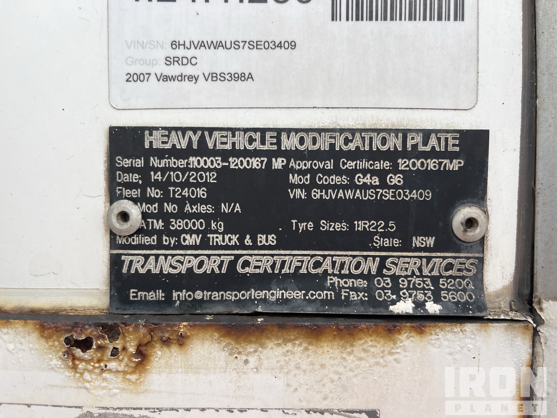 General Appearance with Serial Number / VIN