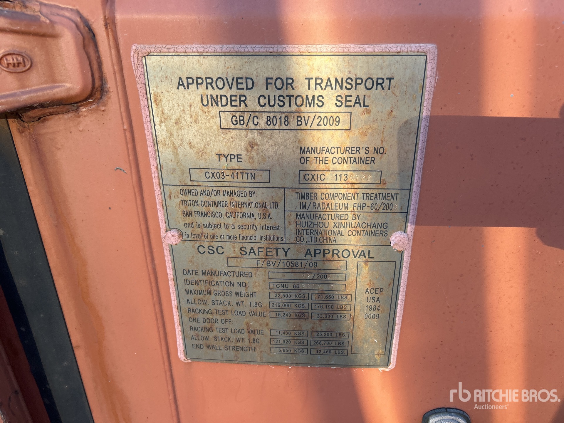 General Appearance with Serial Number / VIN