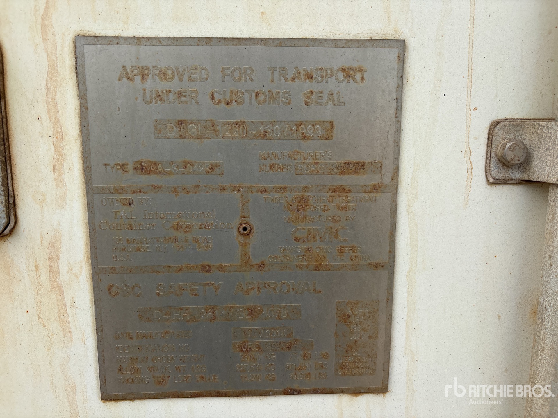 General Appearance with Serial Number / VIN