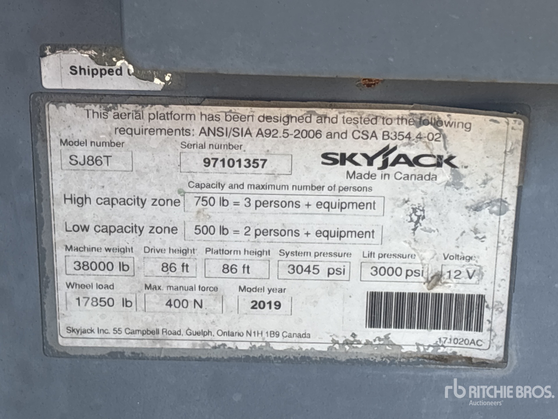 General Appearance with Serial Number / VIN