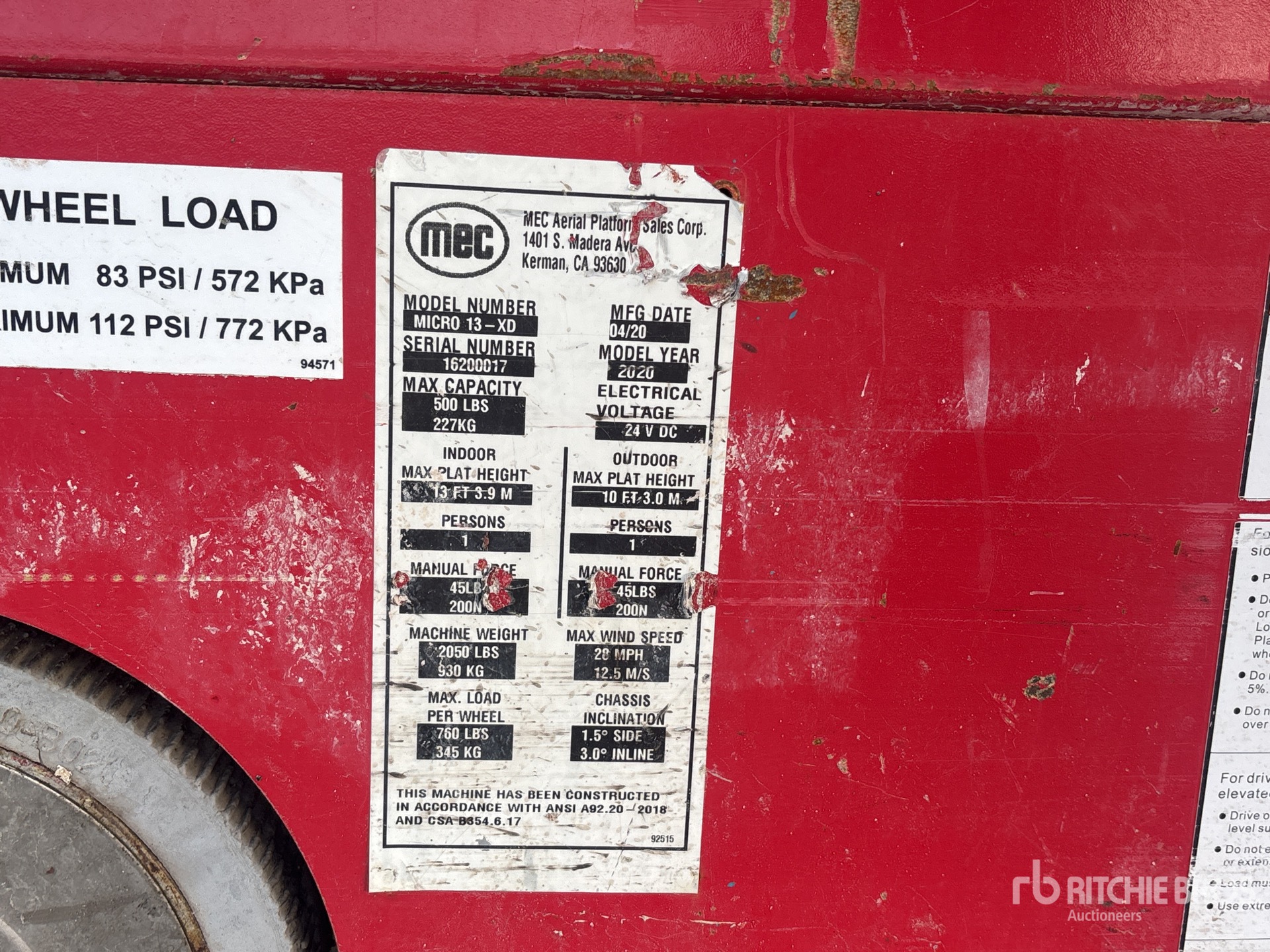General Appearance with Serial Number / VIN