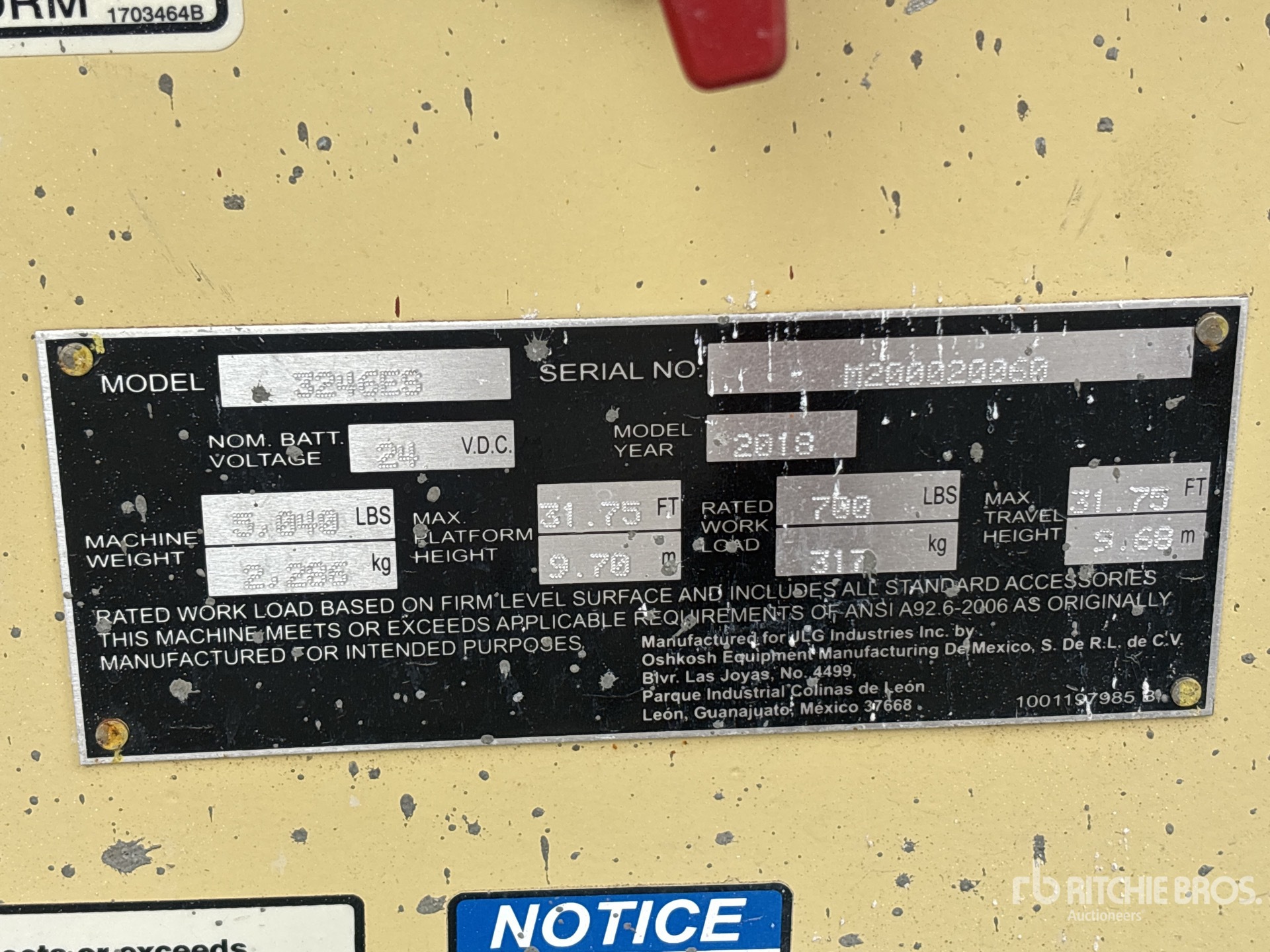 General Appearance with Serial Number / VIN