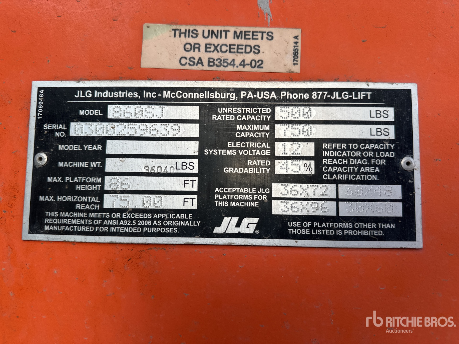 General Appearance with Serial Number / VIN