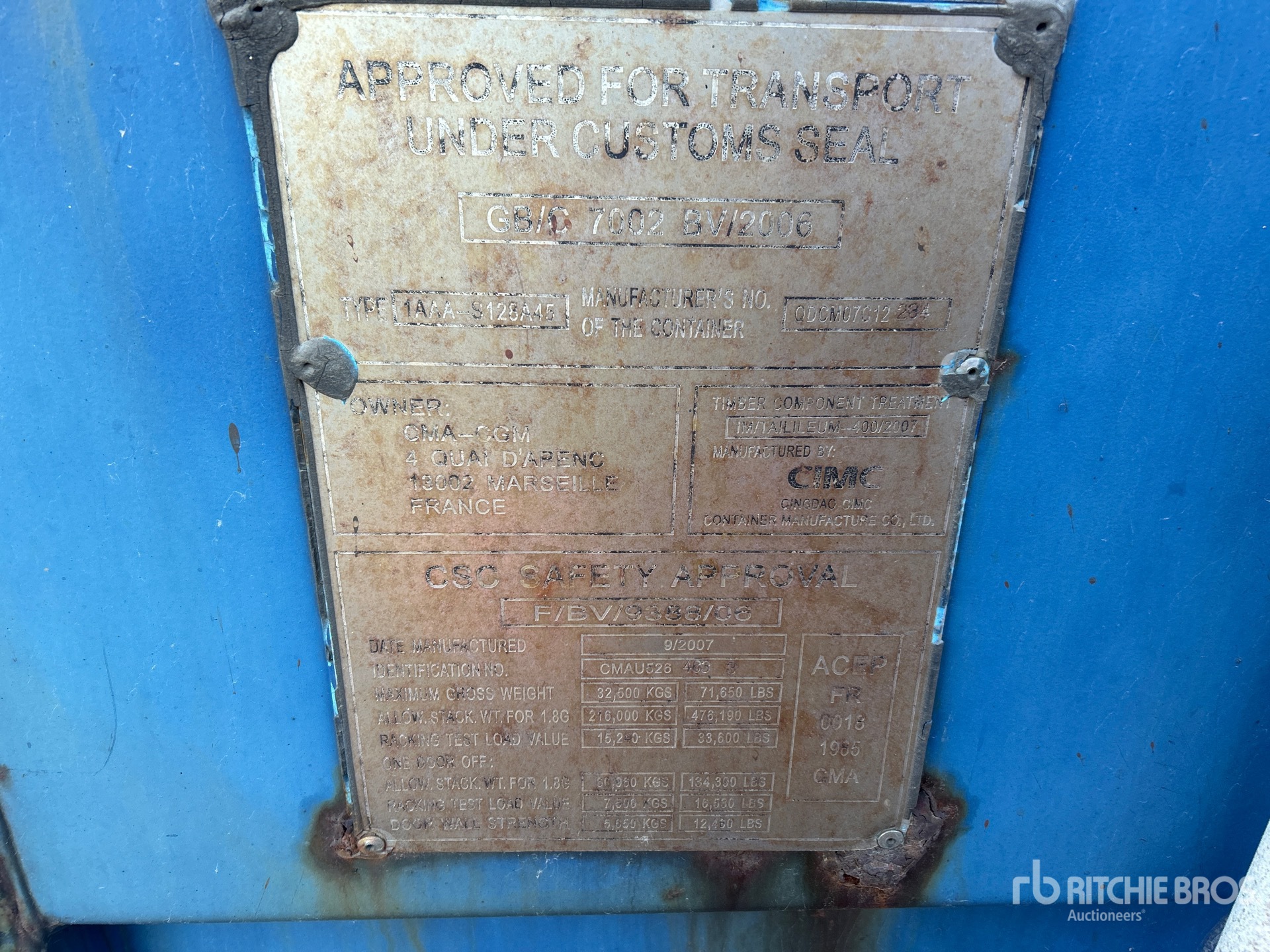 General Appearance with Serial Number / VIN