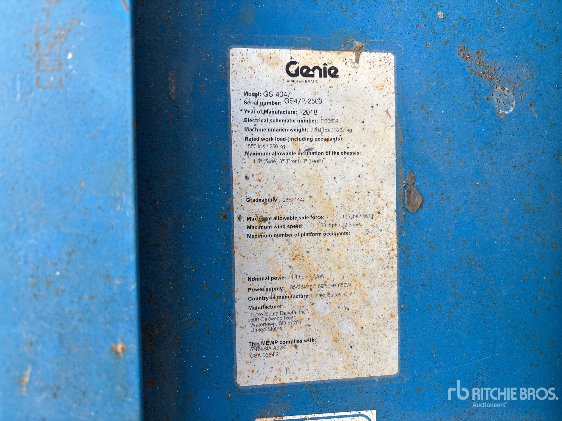 General Appearance with Serial Number / VIN