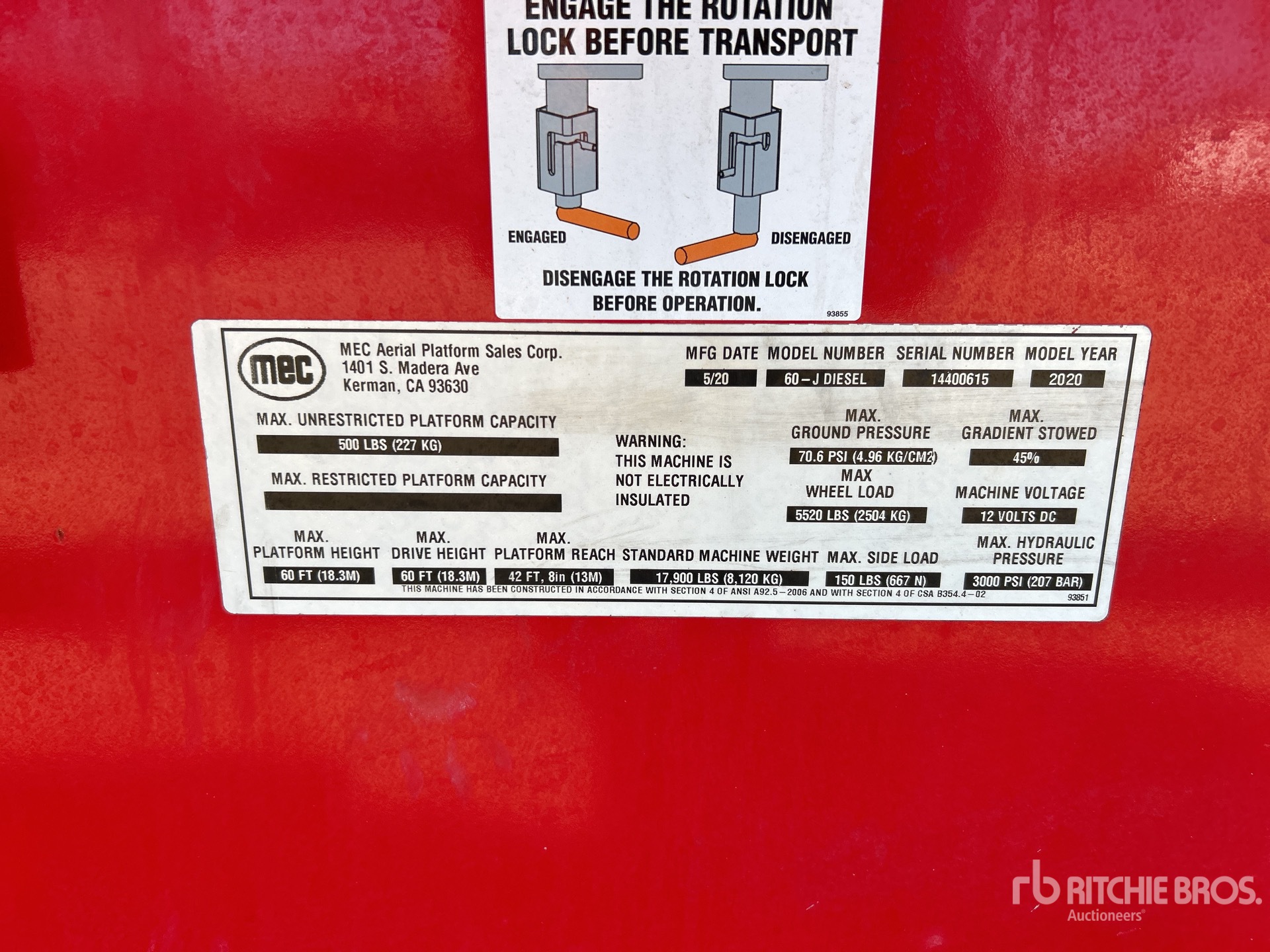 General Appearance with Serial Number / VIN