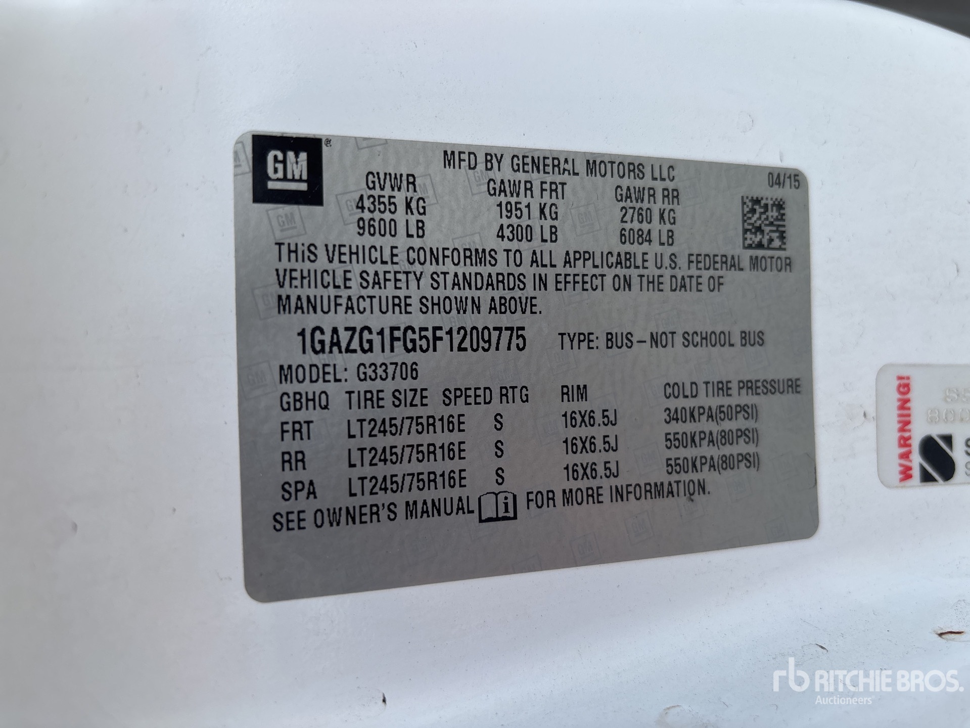 General Appearance with Serial Number / VIN