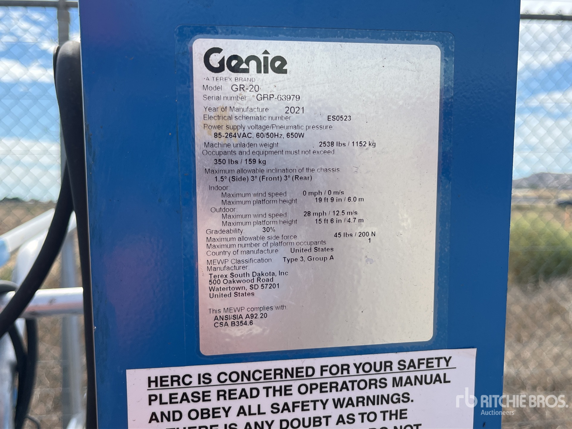 General Appearance with Serial Number / VIN