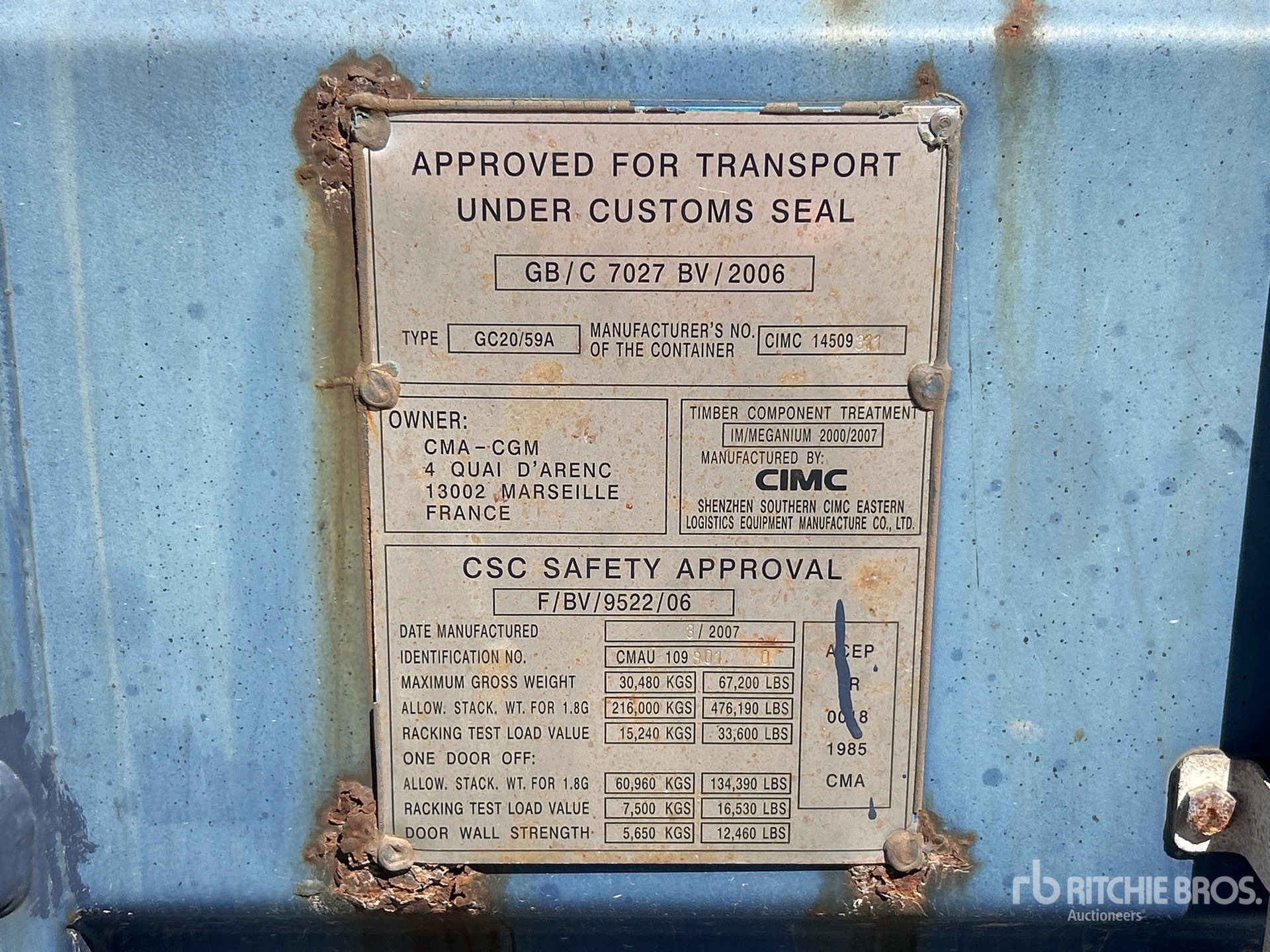 General Appearance with Serial Number / VIN