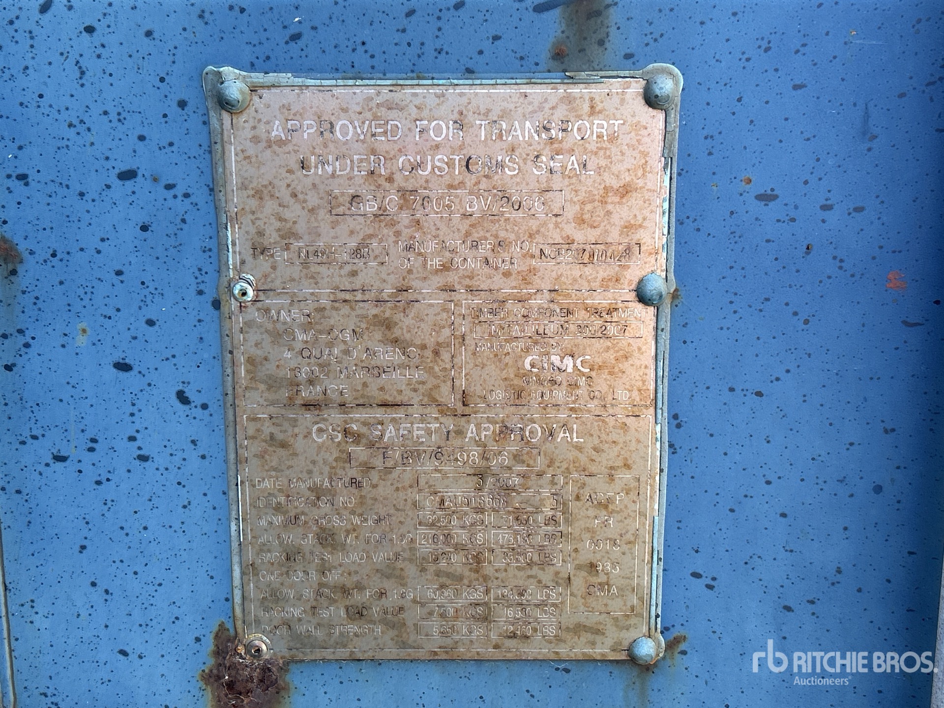 General Appearance with Serial Number / VIN