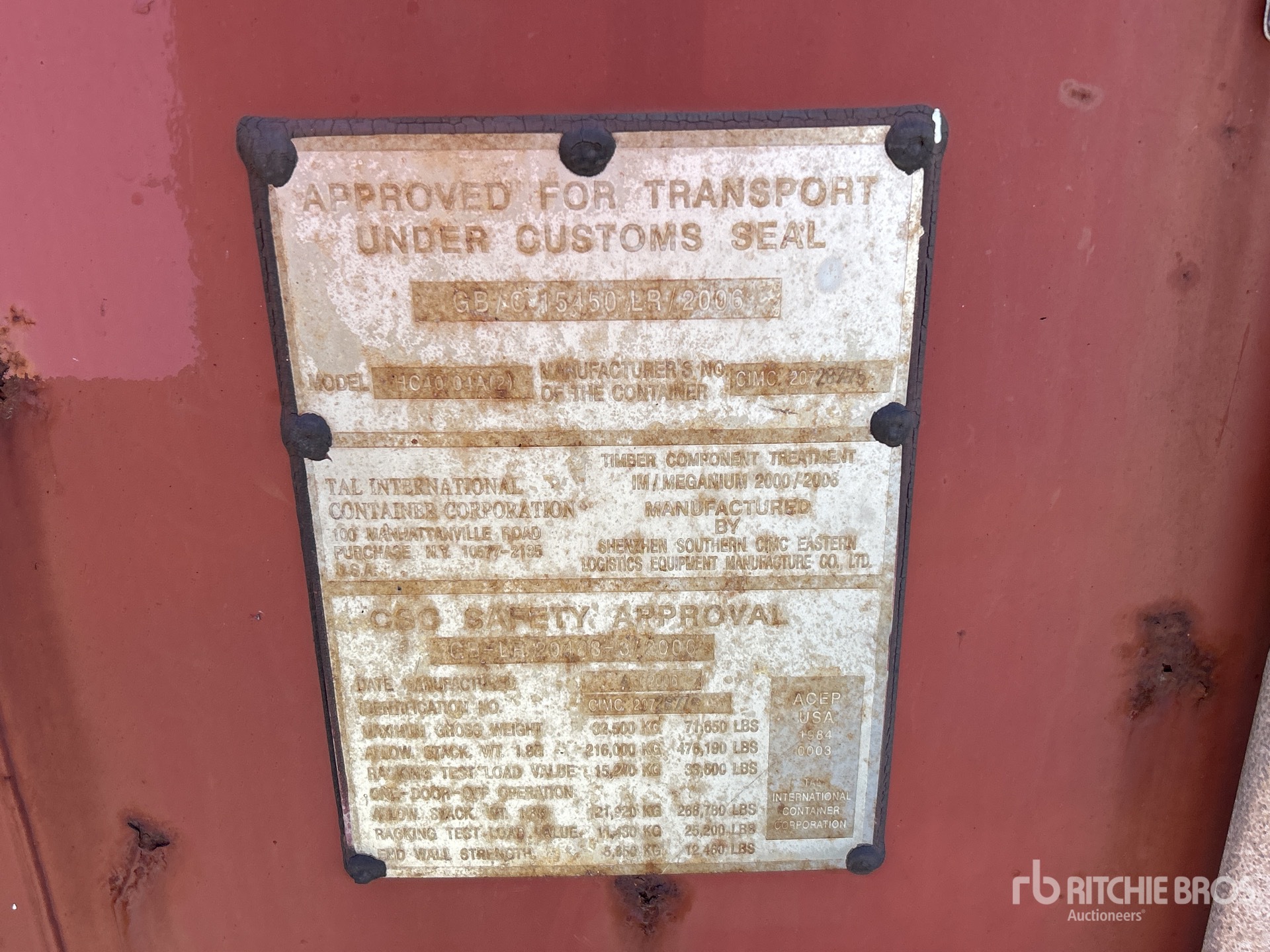 General Appearance with Serial Number / VIN