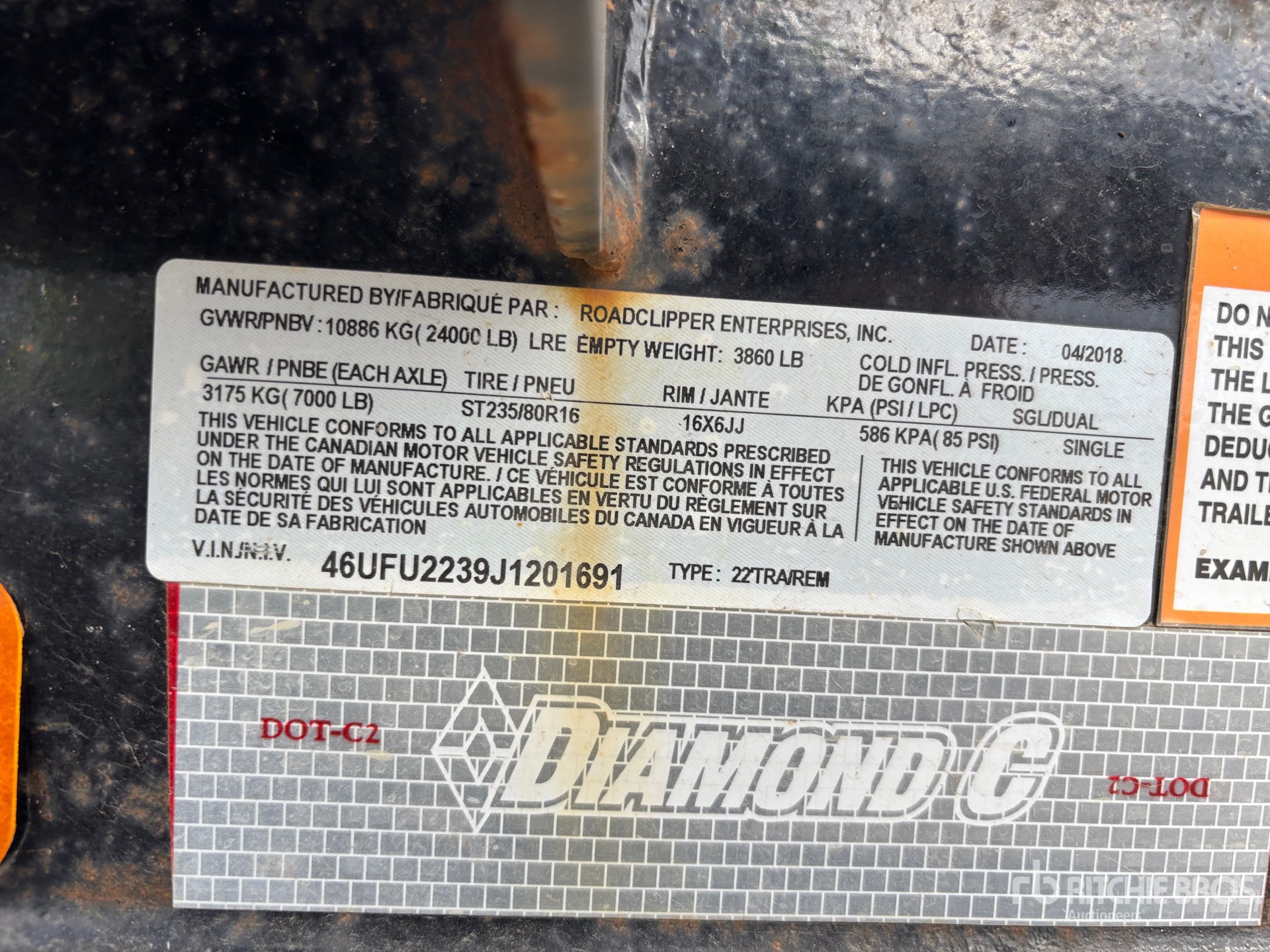 General Appearance with Serial Number / VIN