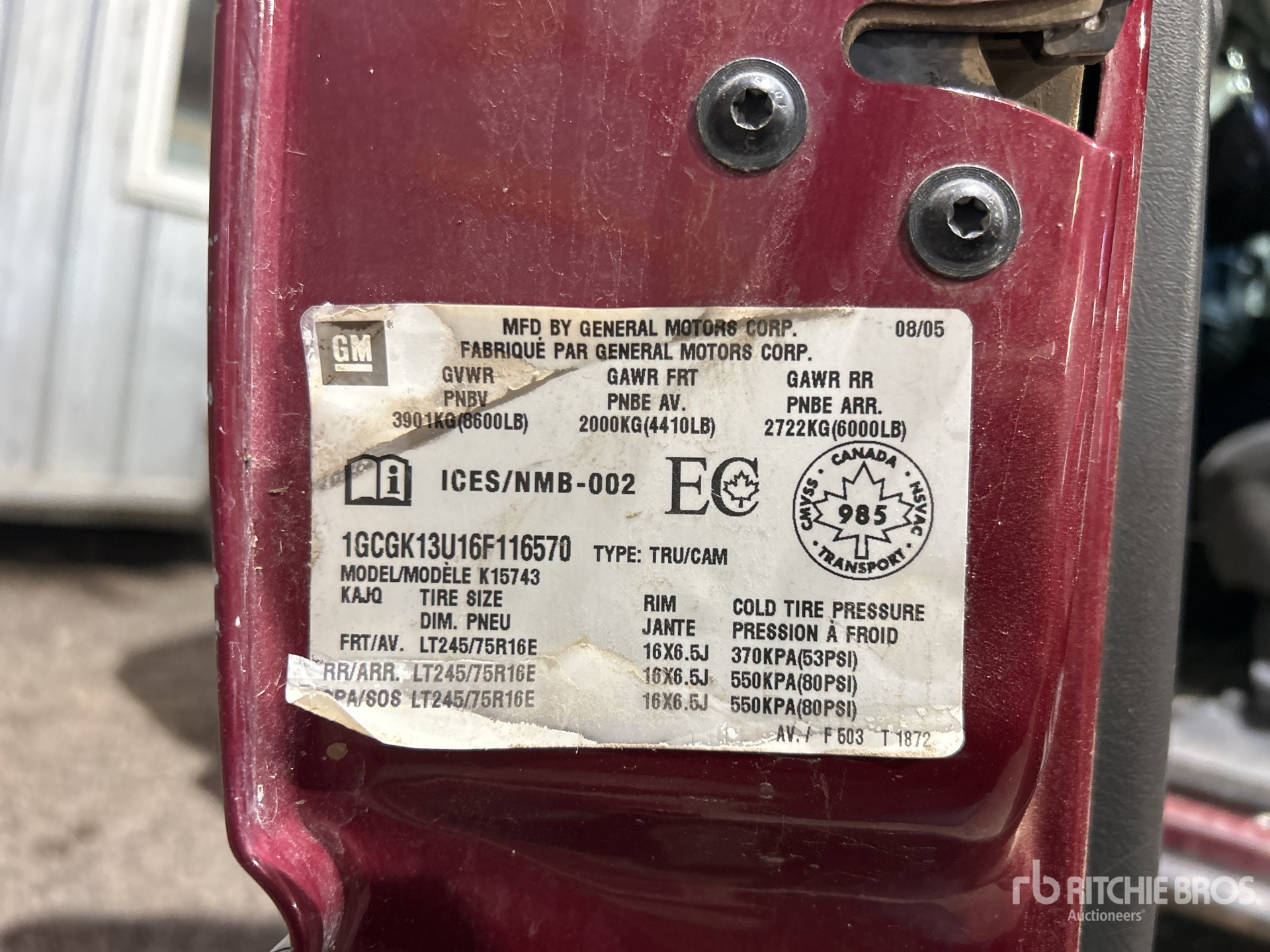 General Appearance with Serial Number / VIN