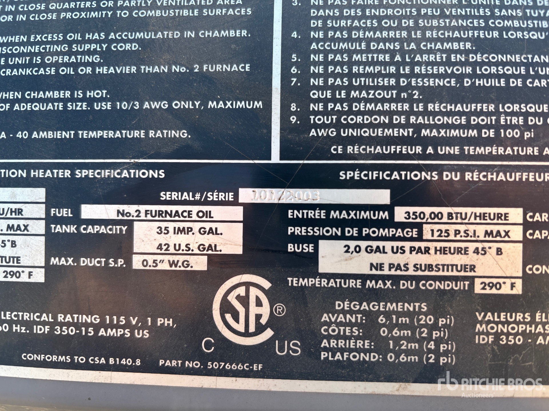 General Appearance with Serial Number / VIN