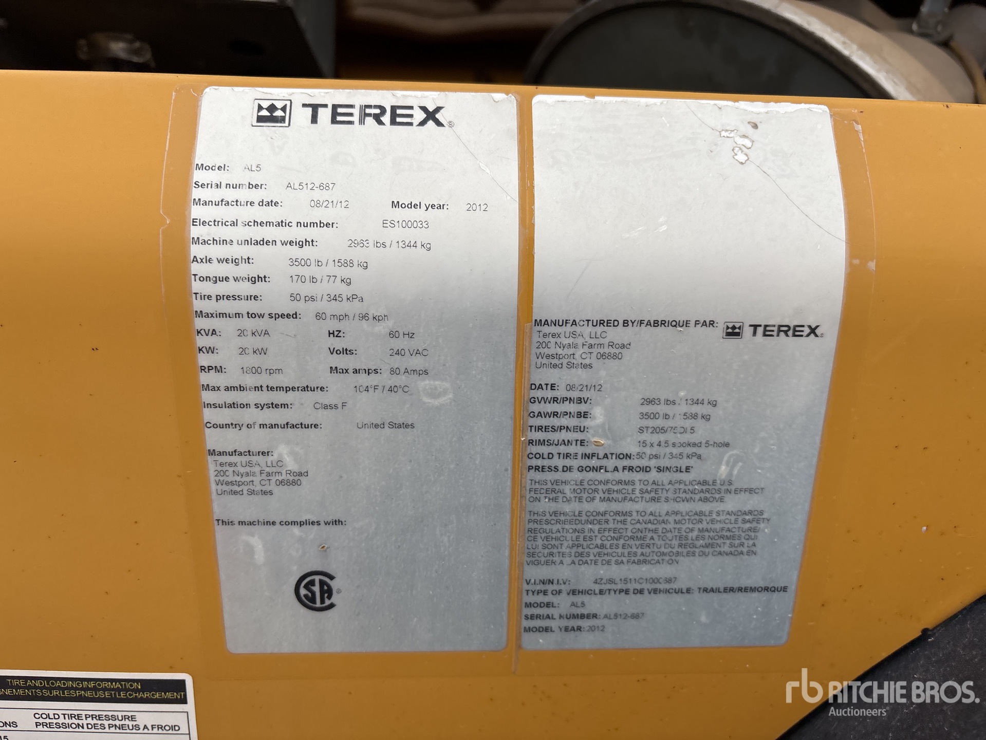 General Appearance with Serial Number / VIN
