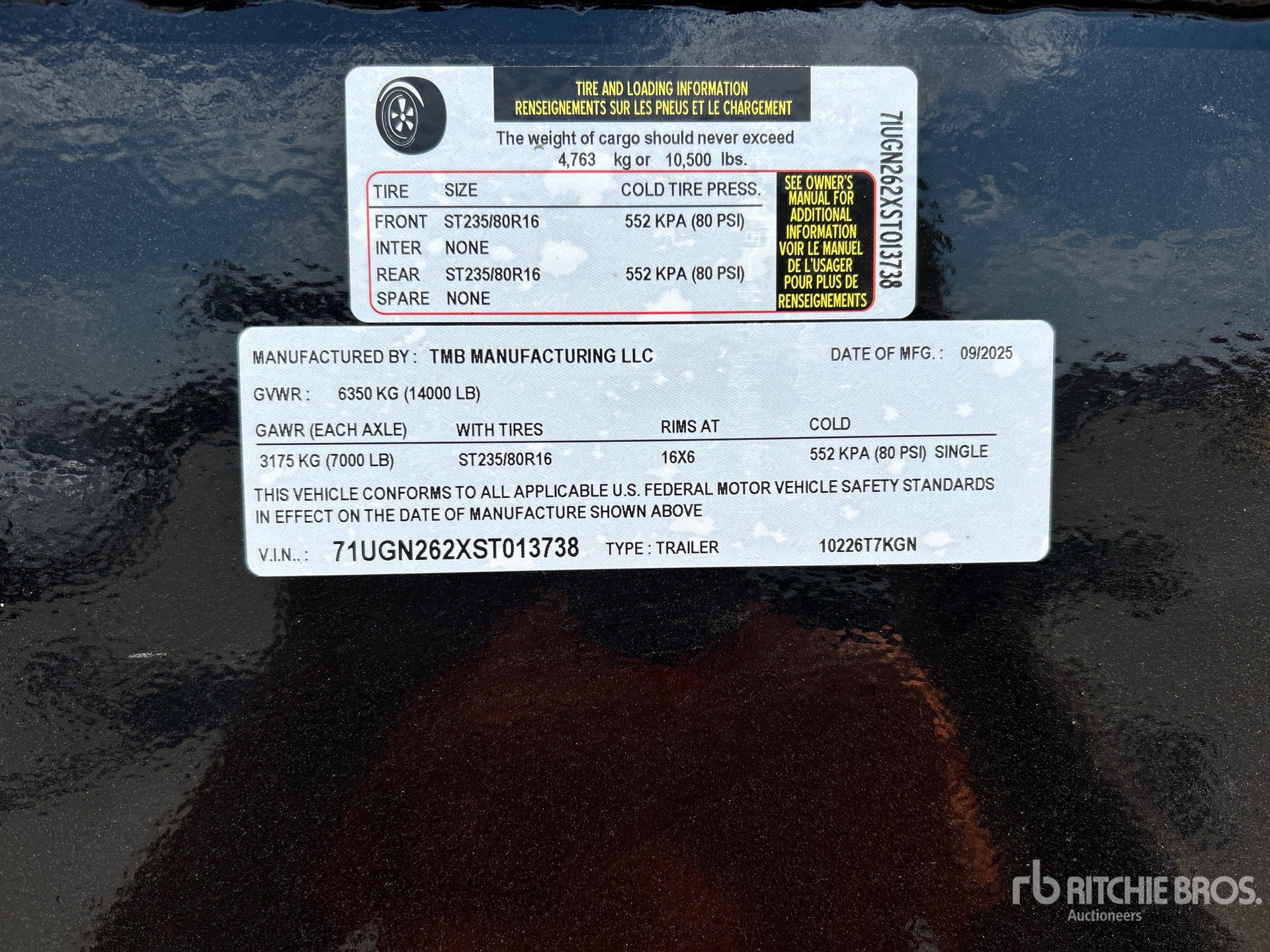 General Appearance with Serial Number / VIN