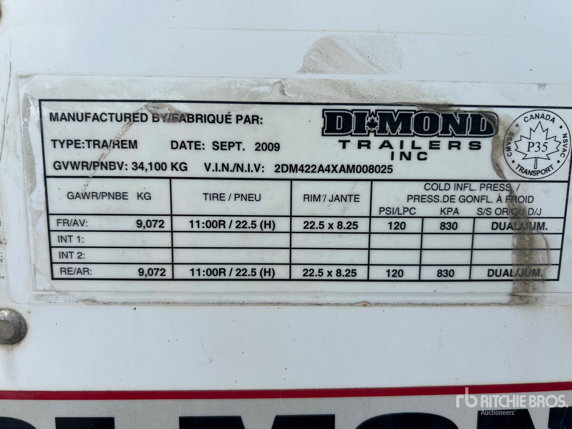 General Appearance with Serial Number / VIN