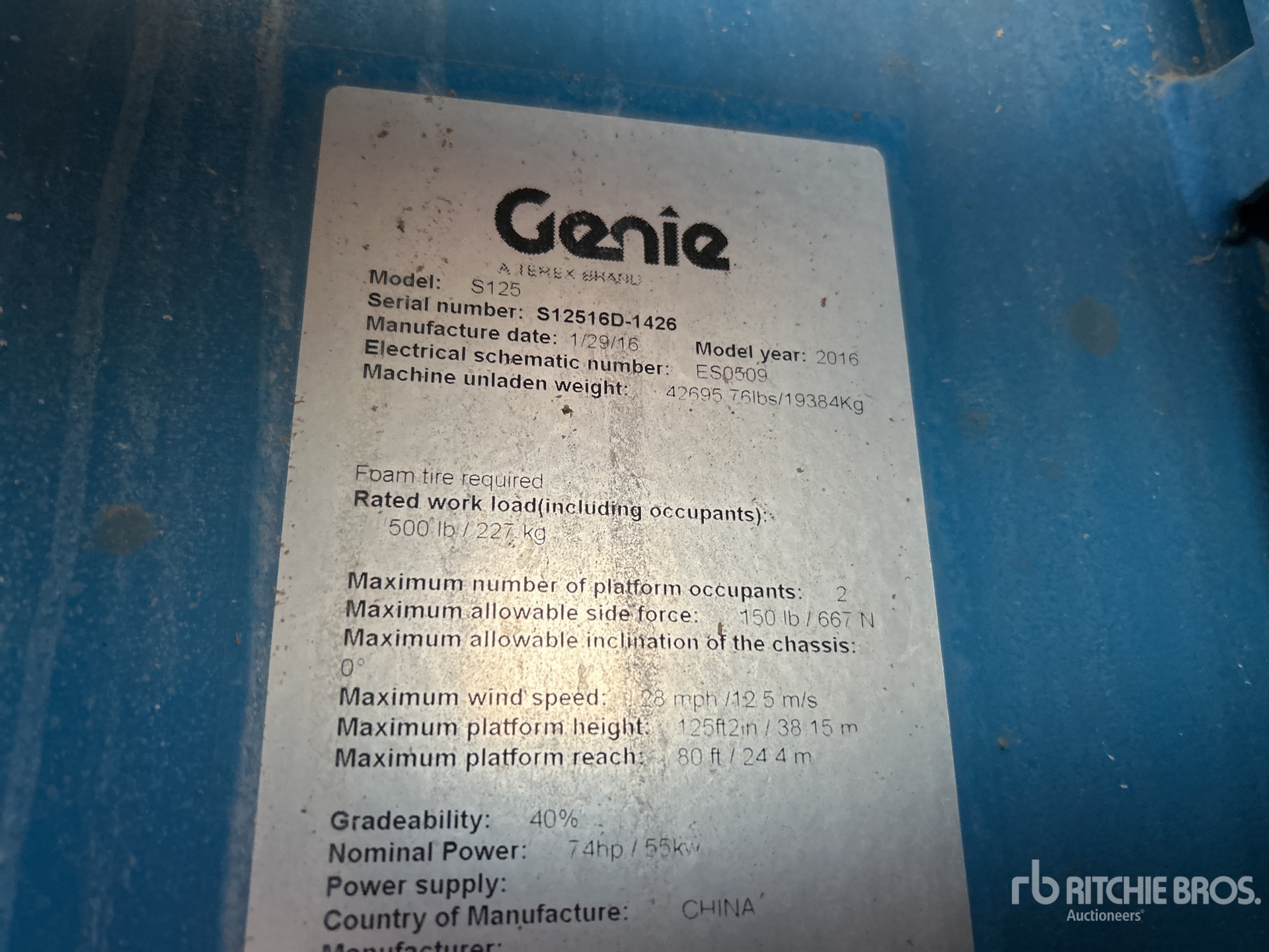 General Appearance with Serial Number / VIN
