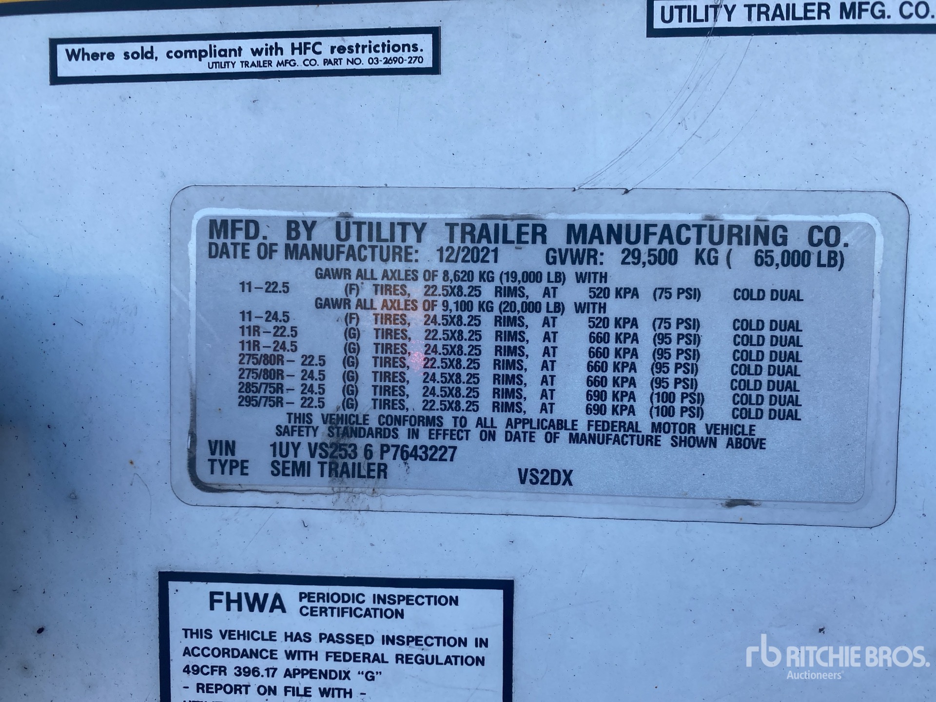 General Appearance with Serial Number / VIN