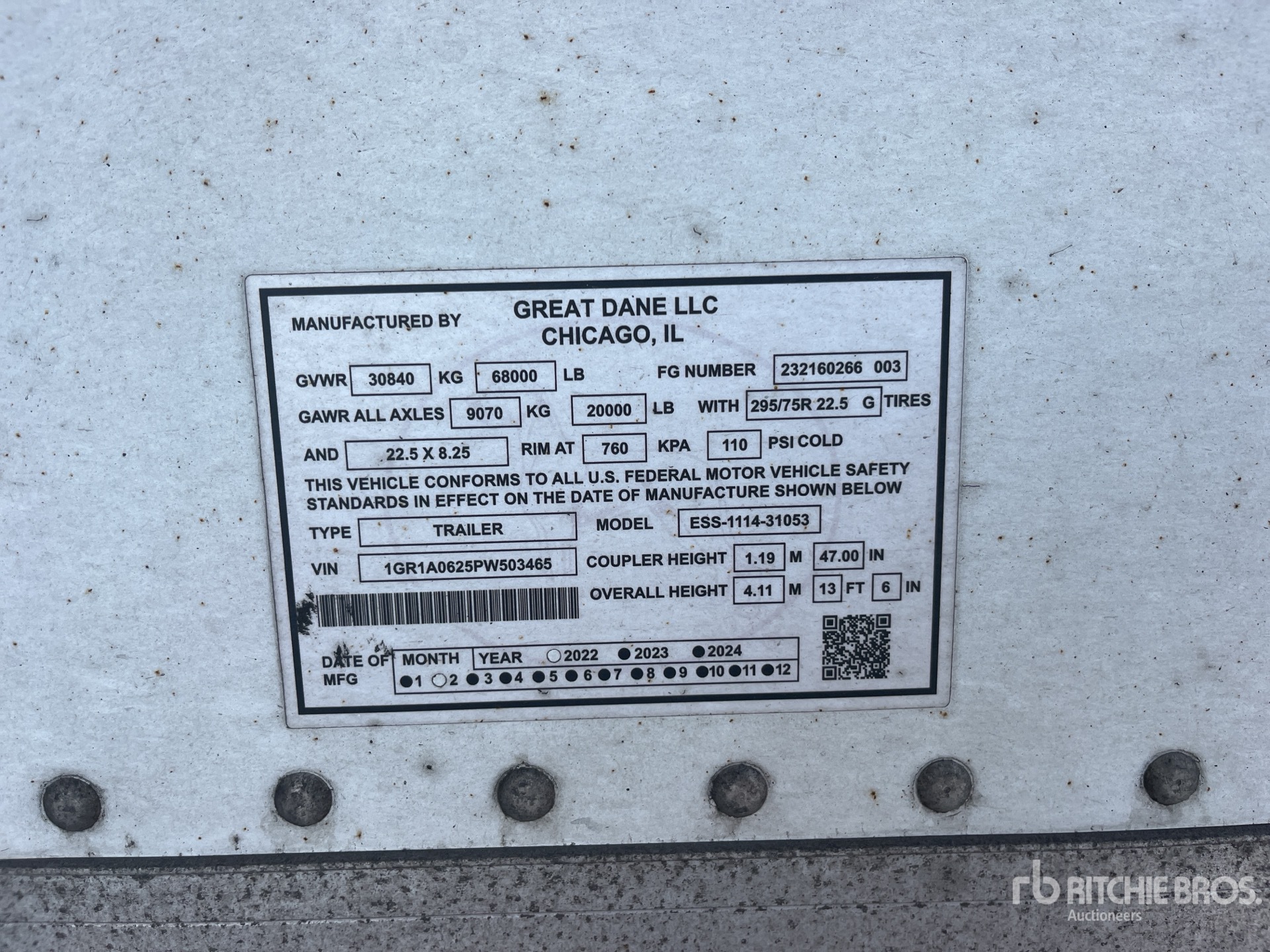 General Appearance with Serial Number / VIN