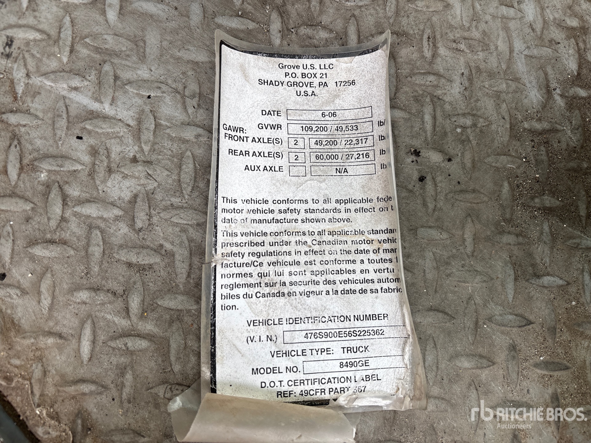 General Appearance with Serial Number / VIN
