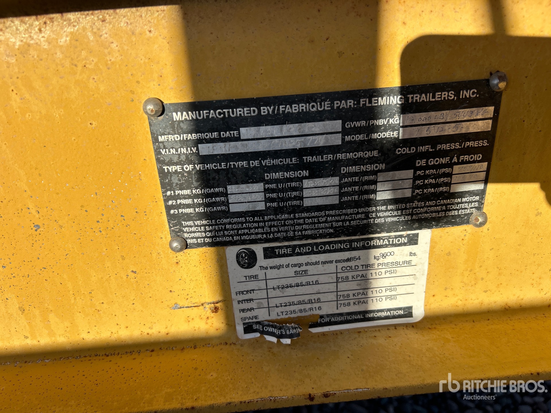 General Appearance with Serial Number / VIN