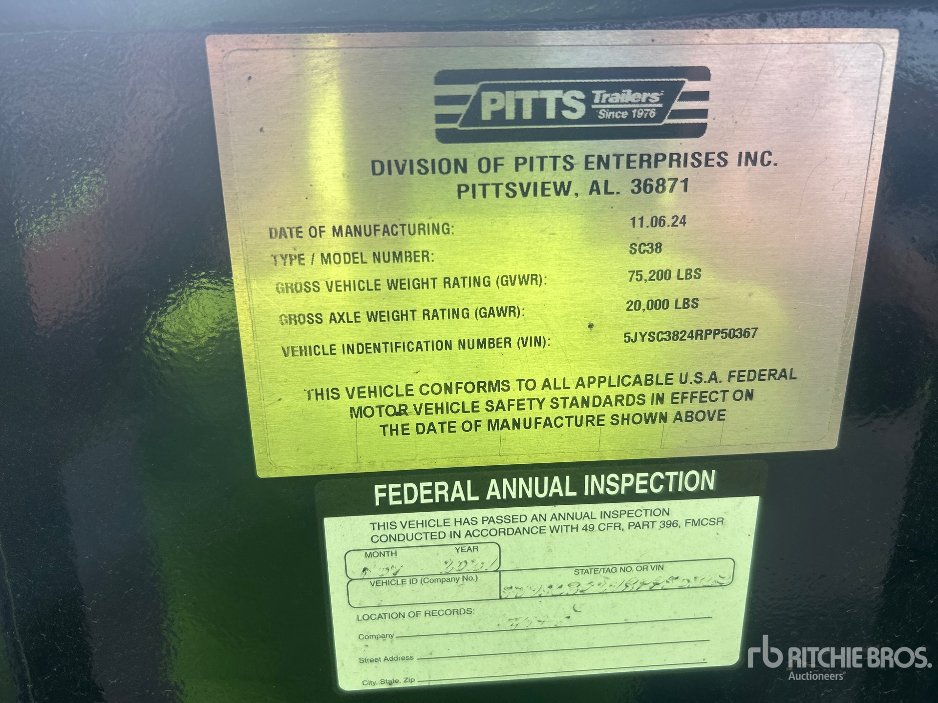 General Appearance with Serial Number / VIN